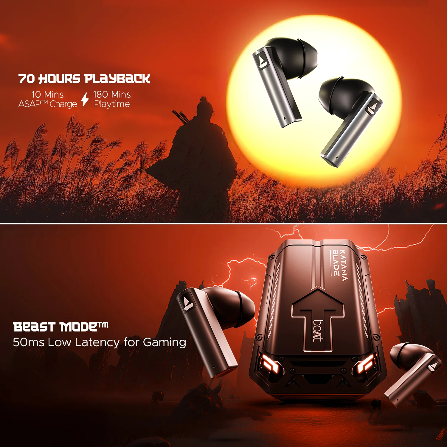 boAt Immortal katana Blade 2.0 | Bluetooth Gaming Wireless Earbuds with BEAST™Mode, Dynamic RGB LEDs, 70 Hours Playback - Image 9