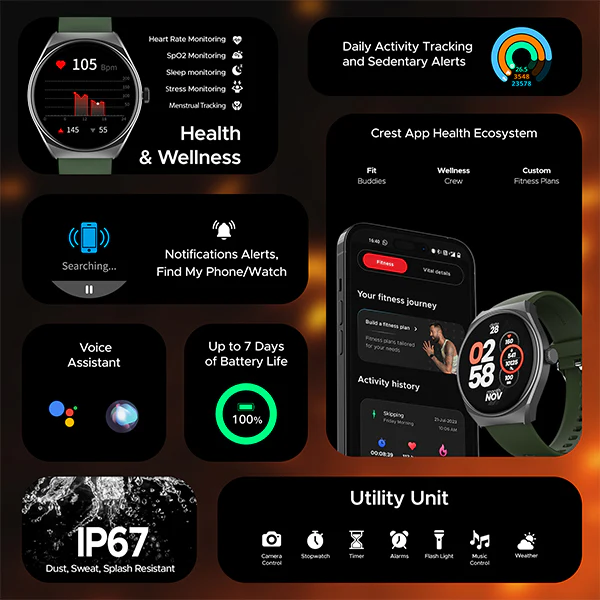boAt Lunar Comet | HD Display 1.39" (3.53 cm) Smartwatch with Bluetooth Calling, Functional Crown, 100+ Sports Modes - Image 17