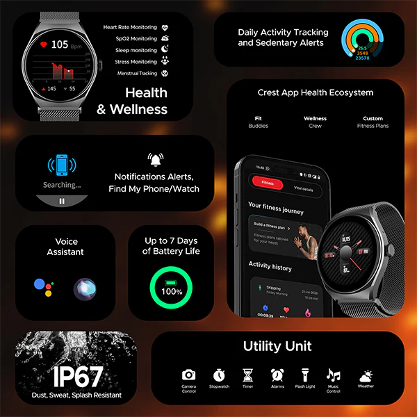 boAt Lunar Comet | HD Display 1.39" (3.53 cm) Smartwatch with Bluetooth Calling, Functional Crown, 100+ Sports Modes - Image 23