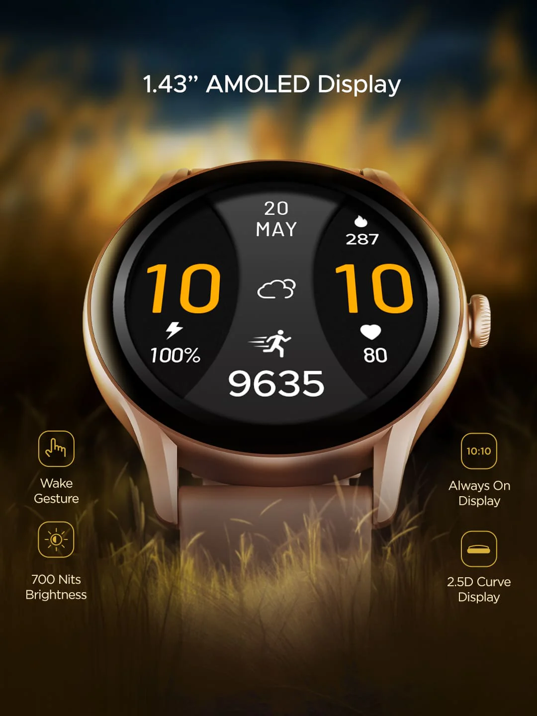 boAt Lunar Connect Ace | Round AMOLED Display Smartwatch with 1.43" (3.63 cm) Screen, Bluetooth Calling, 100+ Sports Modes - Image 9
