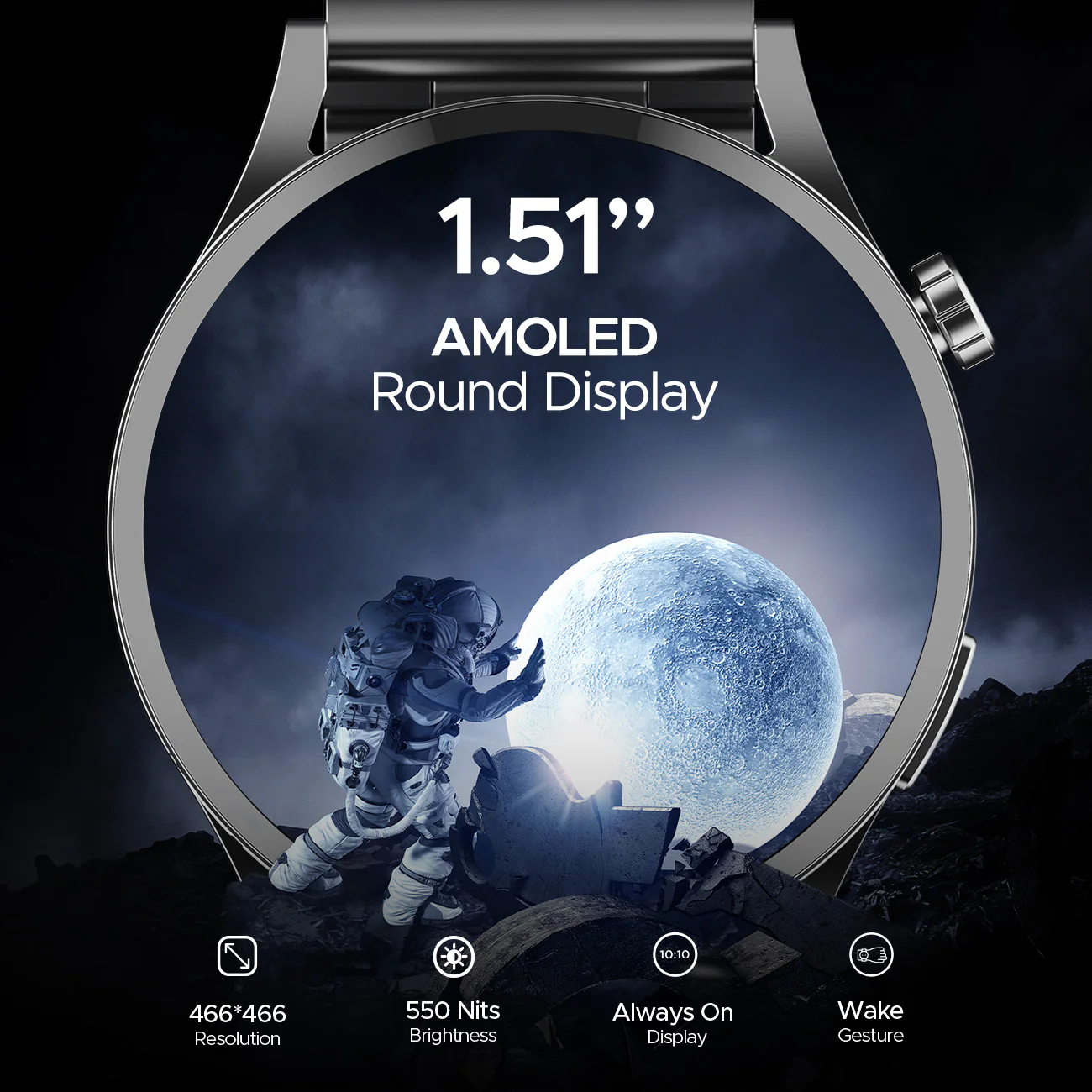 boAt Lunar Embrace | Smartwatch with 1.51" (3.83 cms) round AMOLED Display, Functional Crown, 100+ Sports Modes, IP68 rating - Image 13