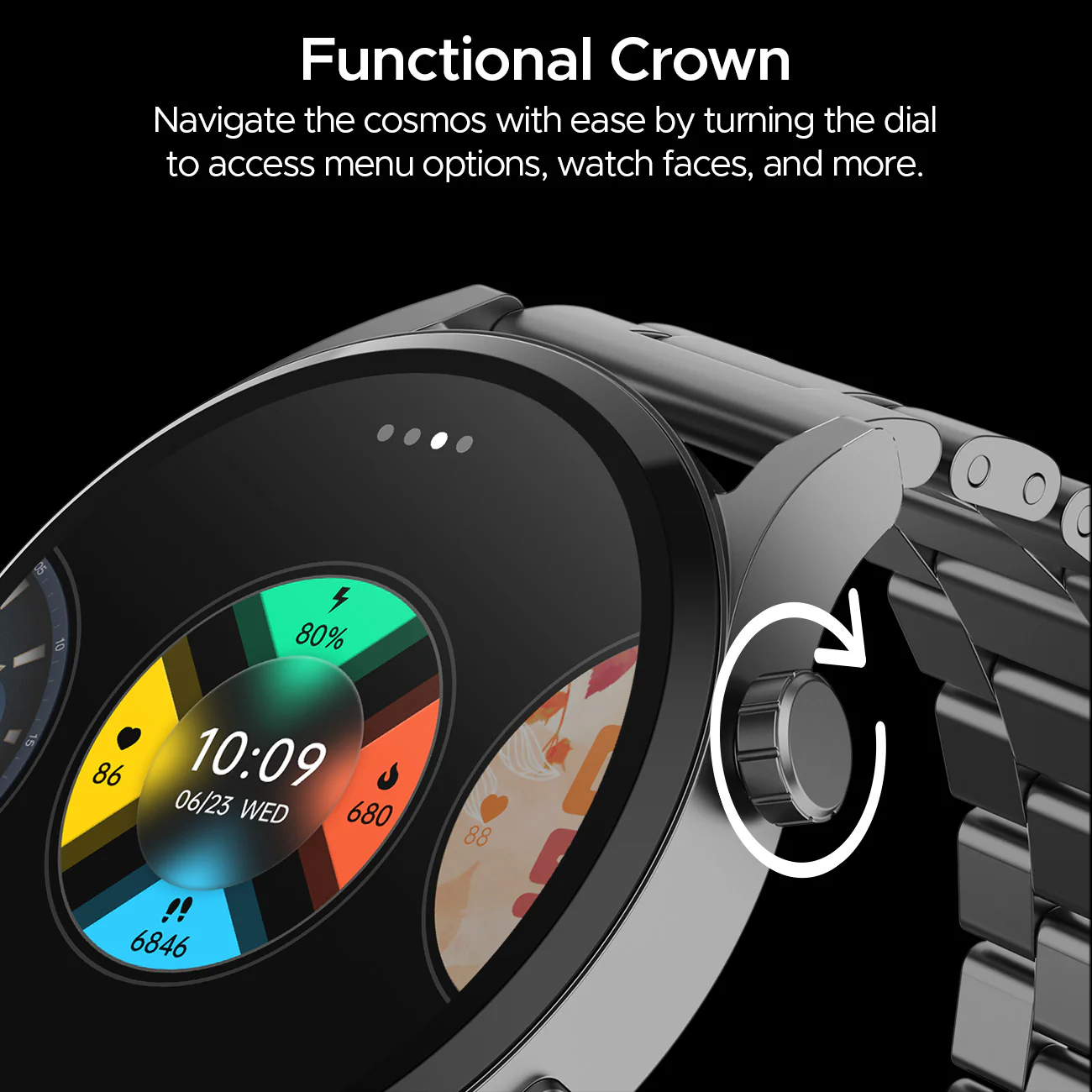 boAt Lunar Embrace | Smartwatch with 1.51" (3.83 cms) round AMOLED Display, Functional Crown, 100+ Sports Modes, IP68 rating - Image 17