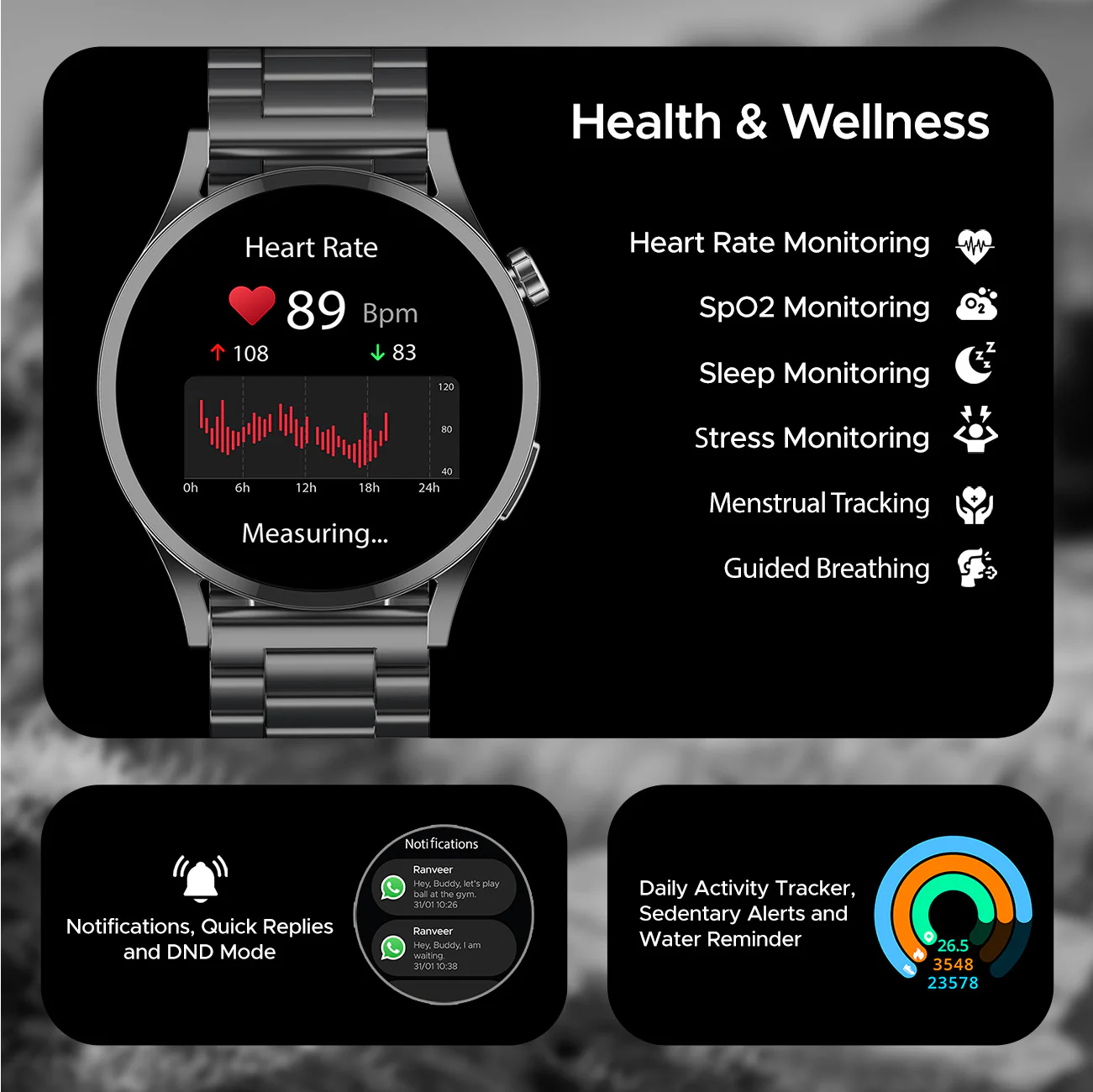 boAt Lunar Embrace | Smartwatch with 1.51" (3.83 cms) round AMOLED Display, Functional Crown, 100+ Sports Modes, IP68 rating - Image 20