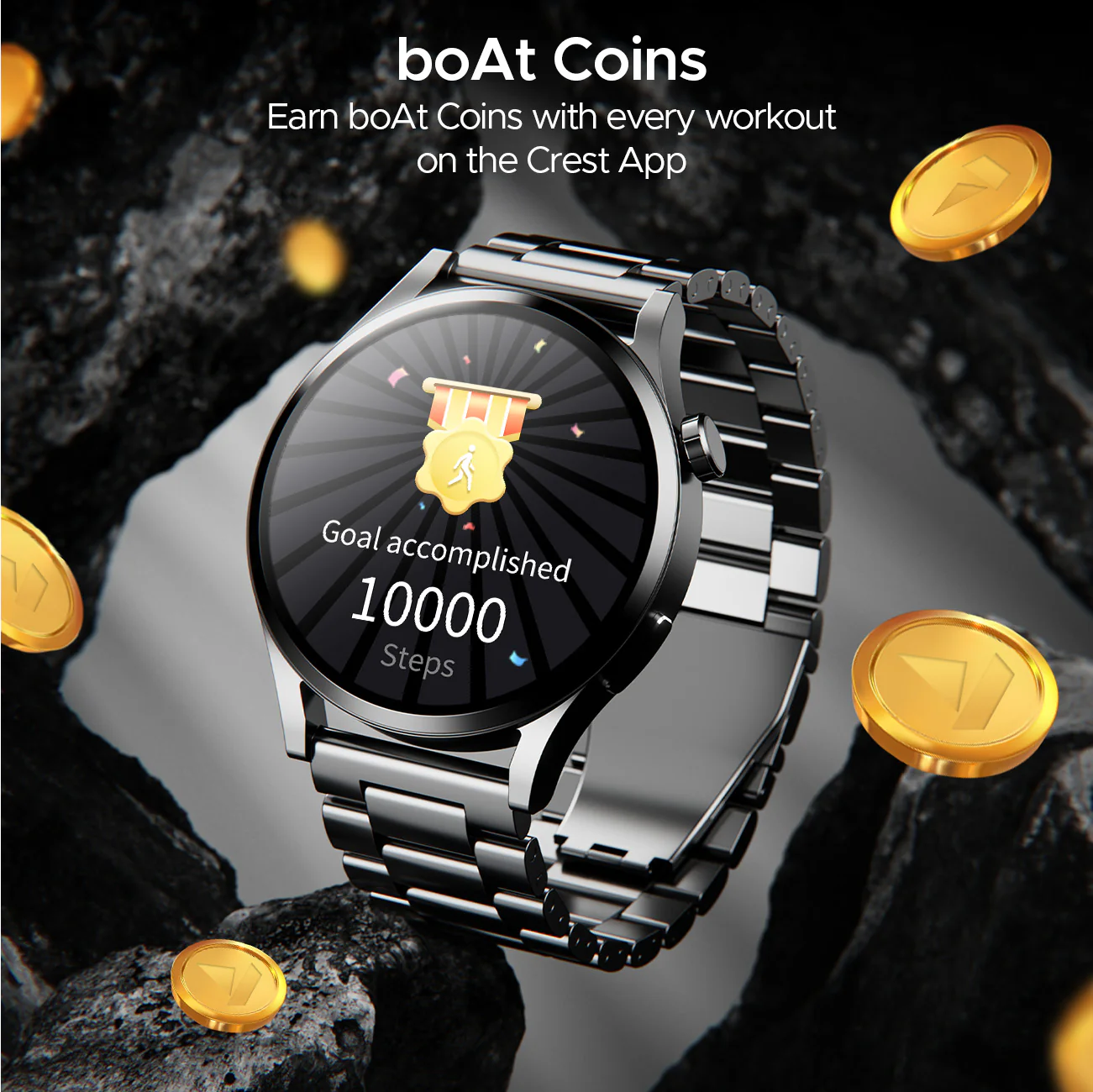 boAt Lunar Embrace | Smartwatch with 1.51" (3.83 cms) round AMOLED Display, Functional Crown, 100+ Sports Modes, IP68 rating - Image 3