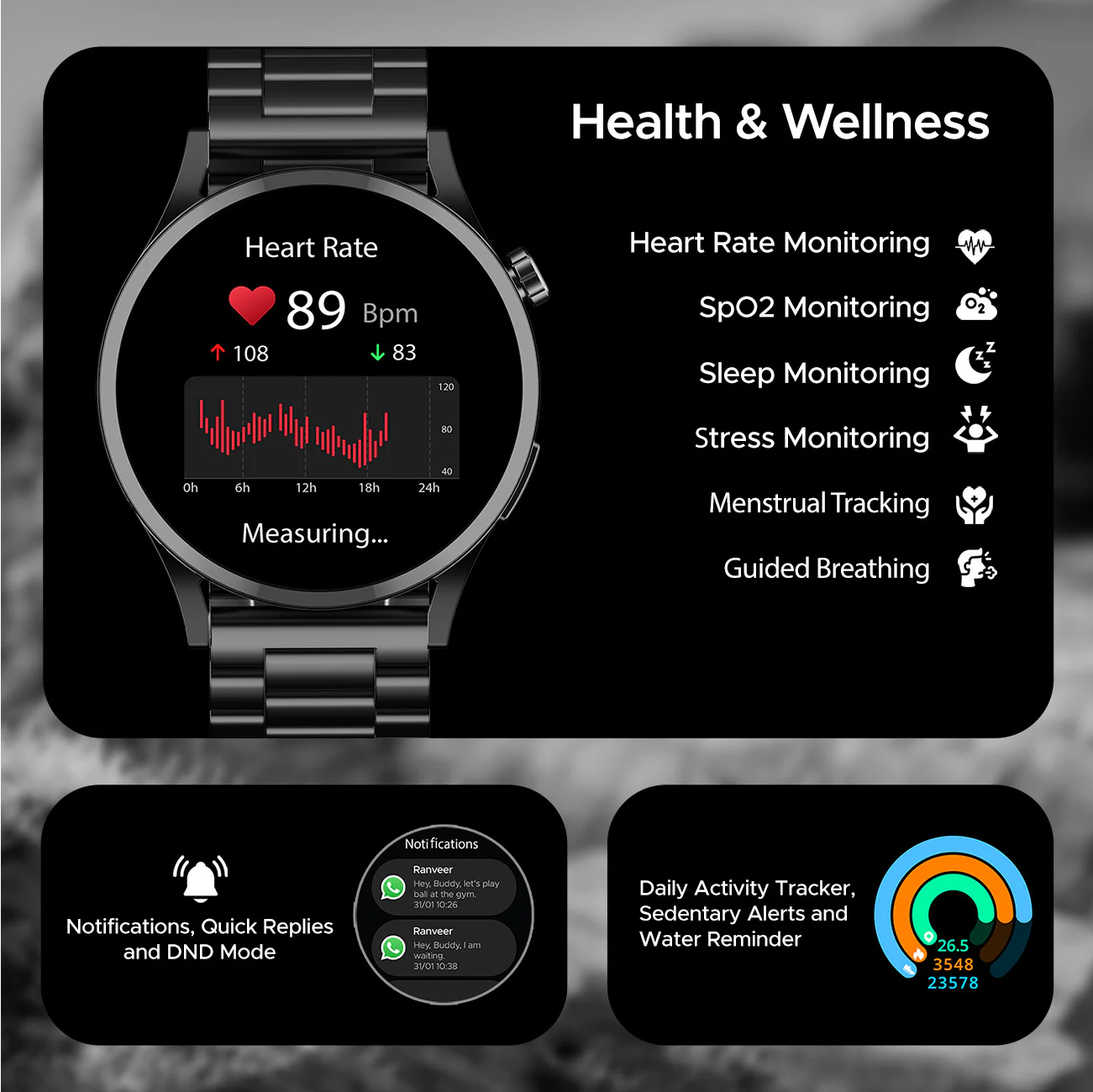 boAt Lunar Embrace | Smartwatch with 1.51" (3.83 cms) round AMOLED Display, Functional Crown, 100+ Sports Modes, IP68 rating - Image 9