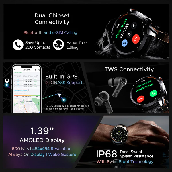 boAt Lunar Pro LTE | Premium Calling Smartwatch with e-SIM Support, Built-in GPS, AMOLED Display - Image 3
