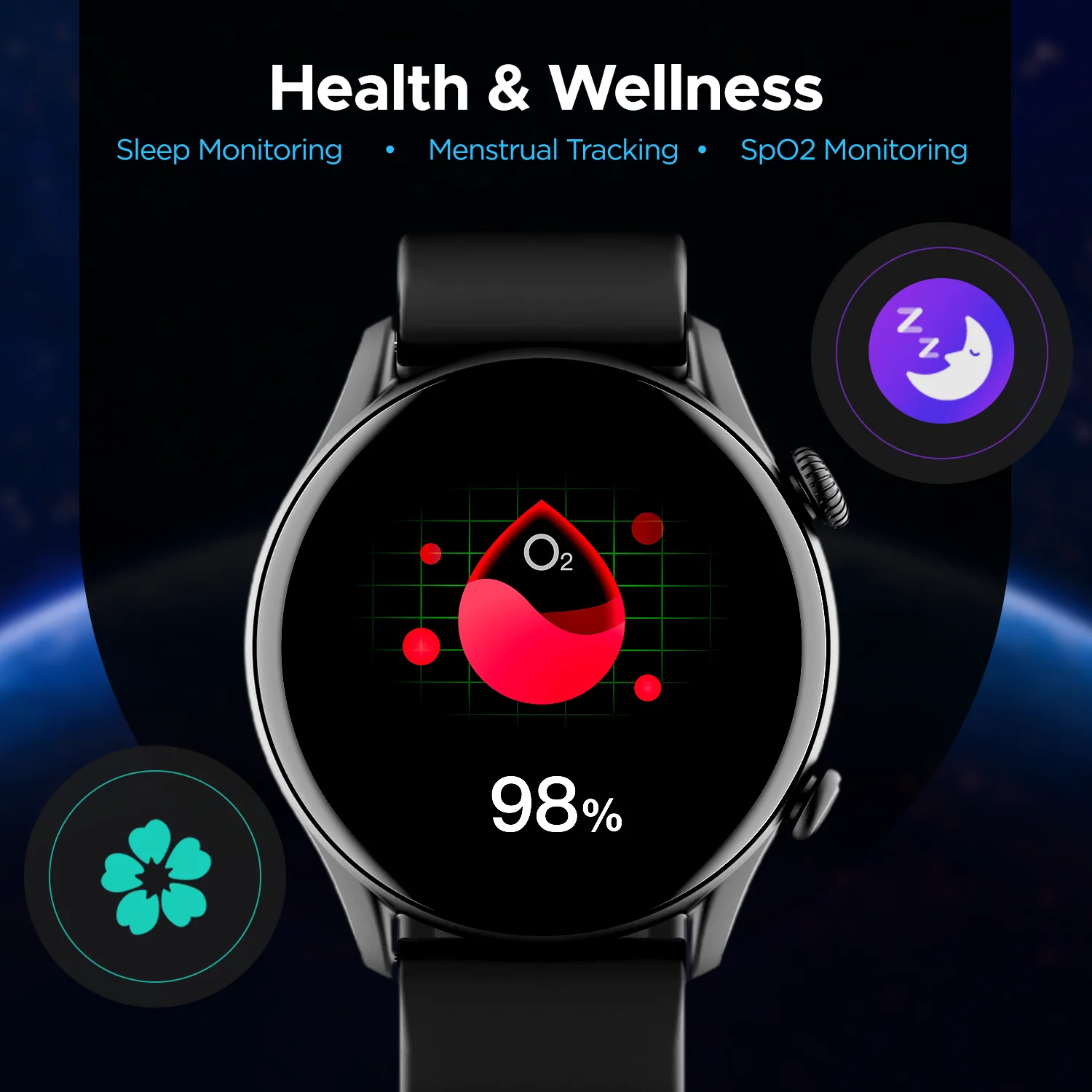 boAt Lunar Space | Smartwatch with 1.3" (3.3 cm) Round HD Display, BT Calling, 100+ Fitness Modes, Heart Rate, SpO2 Monitoring - Image 5