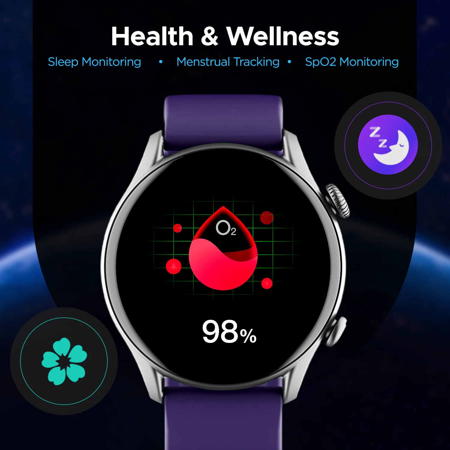 boAt Lunar Space | Smartwatch with 1.3" (3.3 cm) Round HD Display, BT Calling, 100+ Fitness Modes, Heart Rate, SpO2 Monitoring - Image 9