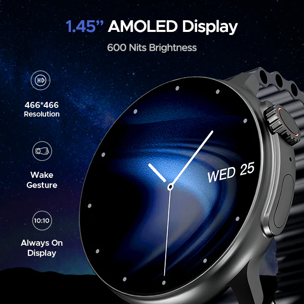 boAt Lunar Tigon | Smartwatch with 1.45" Round AMOLED Display, BT Calling, 100+ Sports Modes, Functional Crown - Image 5
