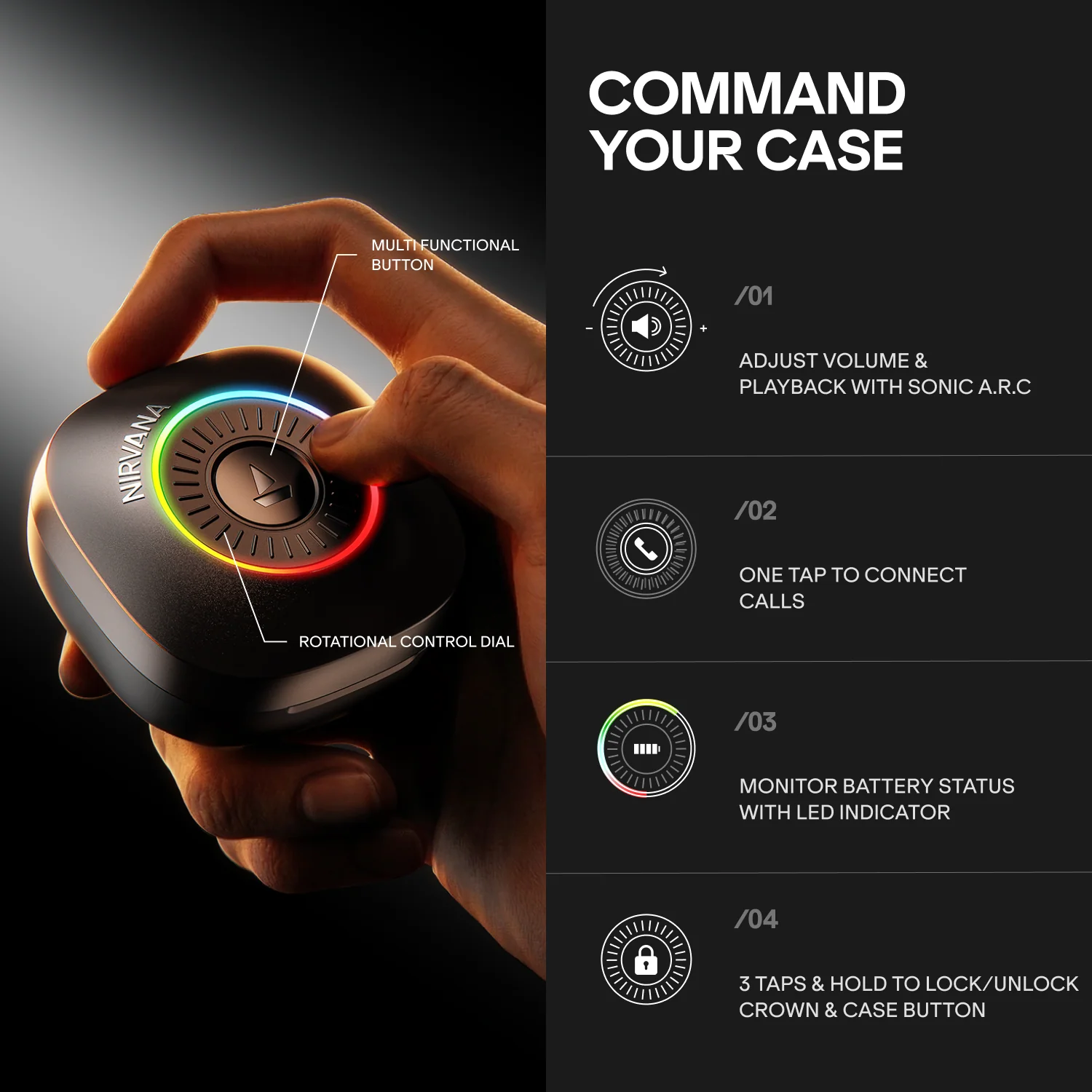 boAt Nirvana Crown | Smart TWS Earbuds with Haptic Enabled Case, 50dB Hybrid ANC & Spatial Audio - Image 6