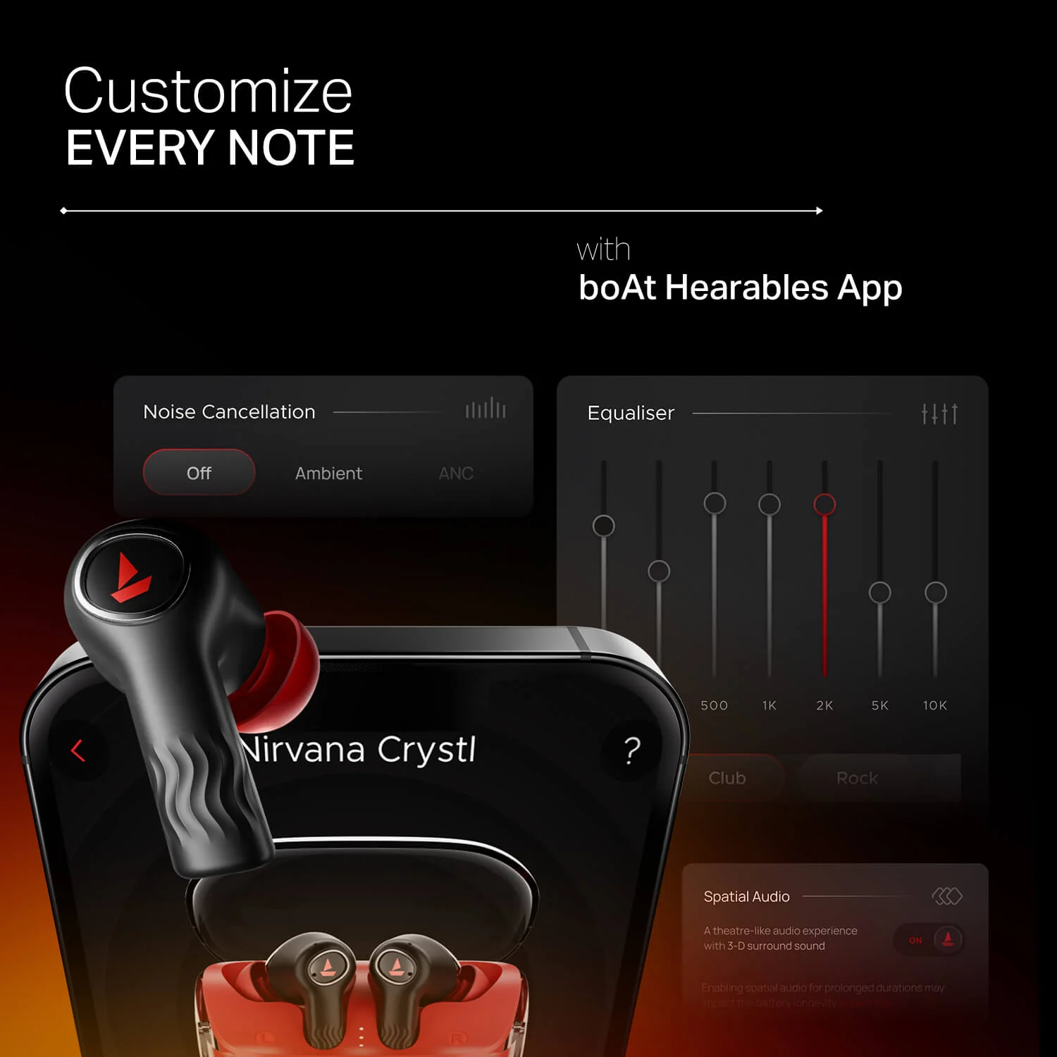 boAt Nirvana Crystl | Wireless Earbuds with 100 Hours Playback, Upto 32dB ANC, BEAST™ Mode, Adaptive EQ by Mimi - Image 17