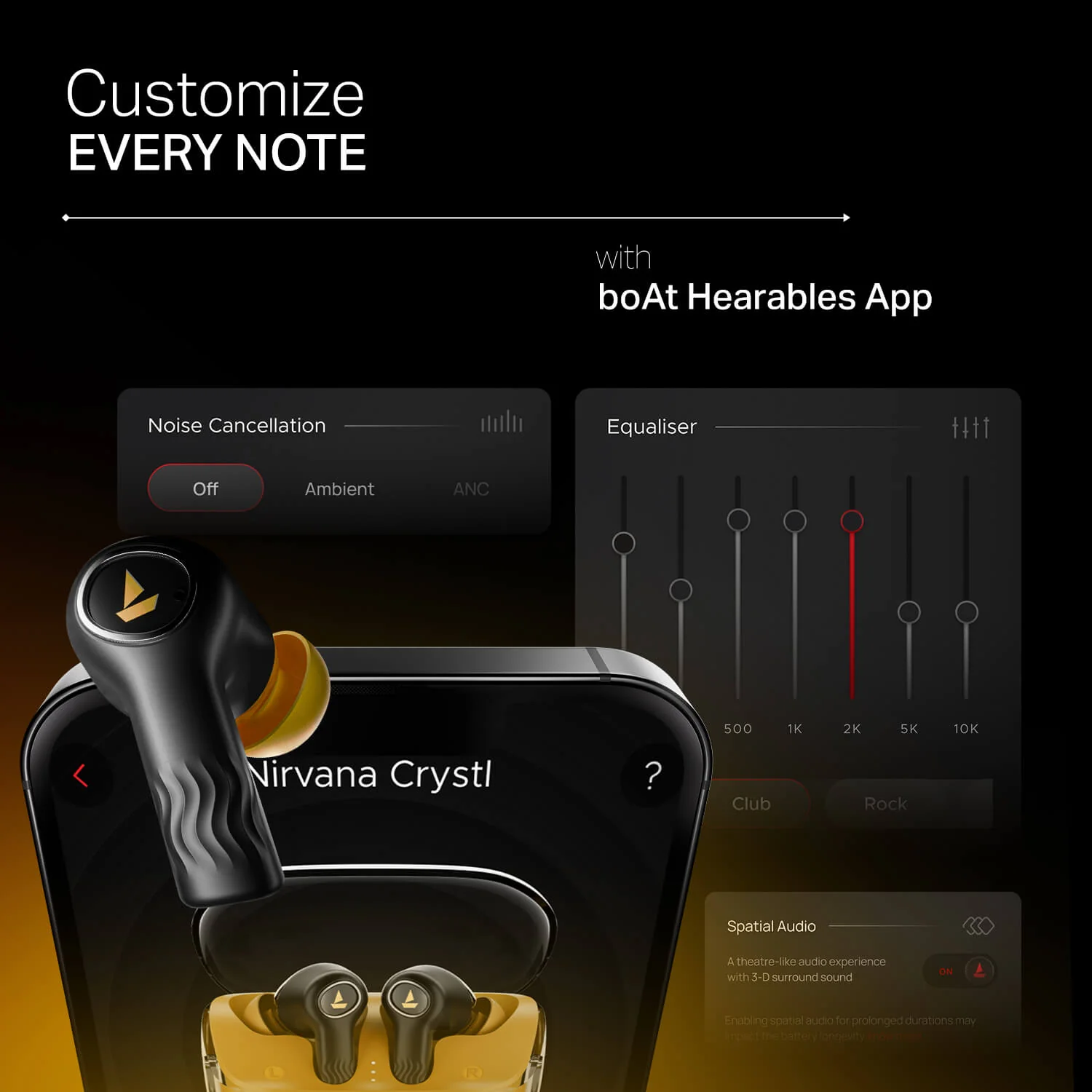 boAt Nirvana Crystl | Wireless Earbuds with 100 Hours Playback, Upto 32dB ANC, BEAST™ Mode, Adaptive EQ by Mimi - Image 26