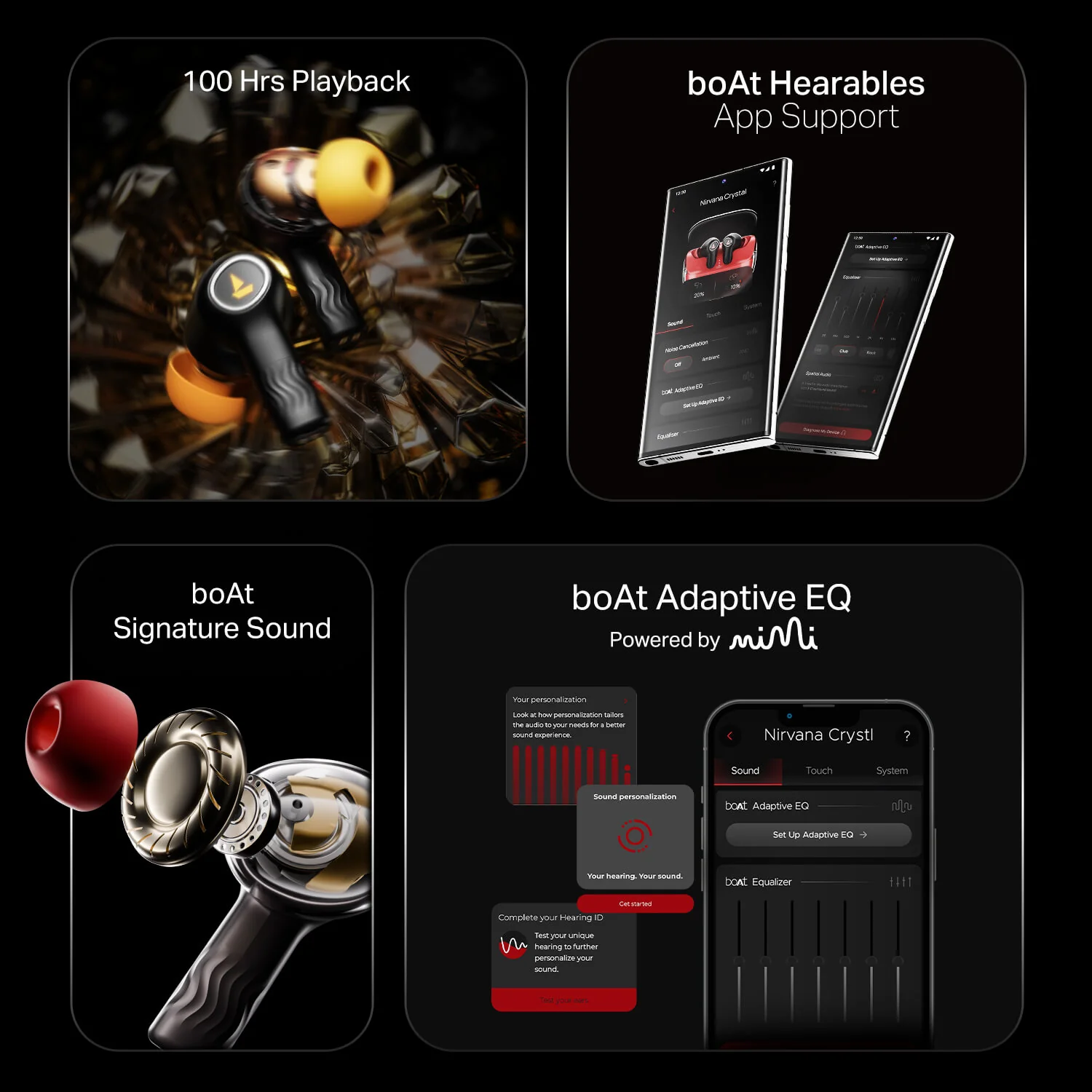 boAt Nirvana Crystl | Wireless Earbuds with 100 Hours Playback, Upto 32dB ANC, BEAST™ Mode, Adaptive EQ by Mimi - Image 5