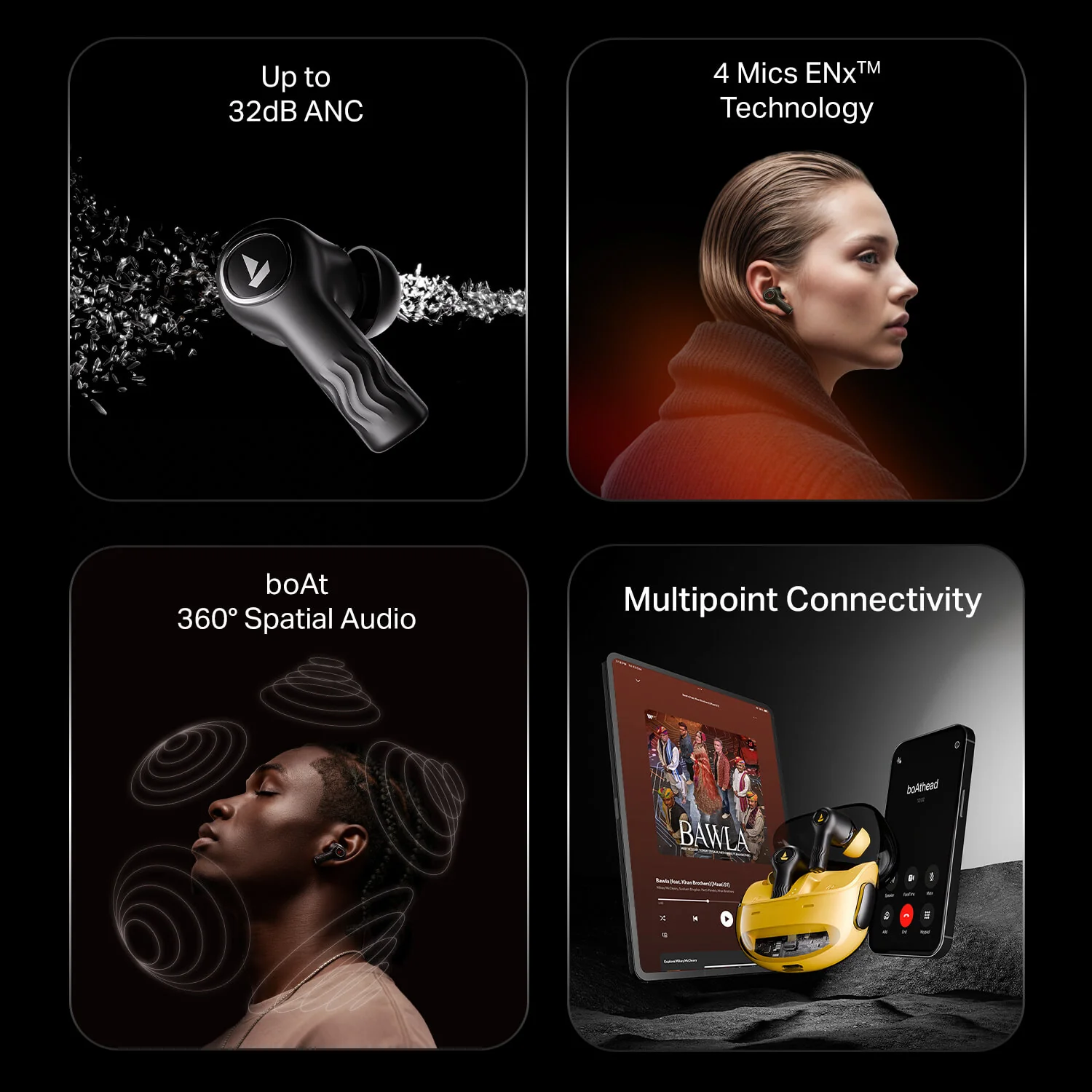 boAt Nirvana Crystl | Wireless Earbuds with 100 Hours Playback, Upto 32dB ANC, BEAST™ Mode, Adaptive EQ by Mimi - Image 6