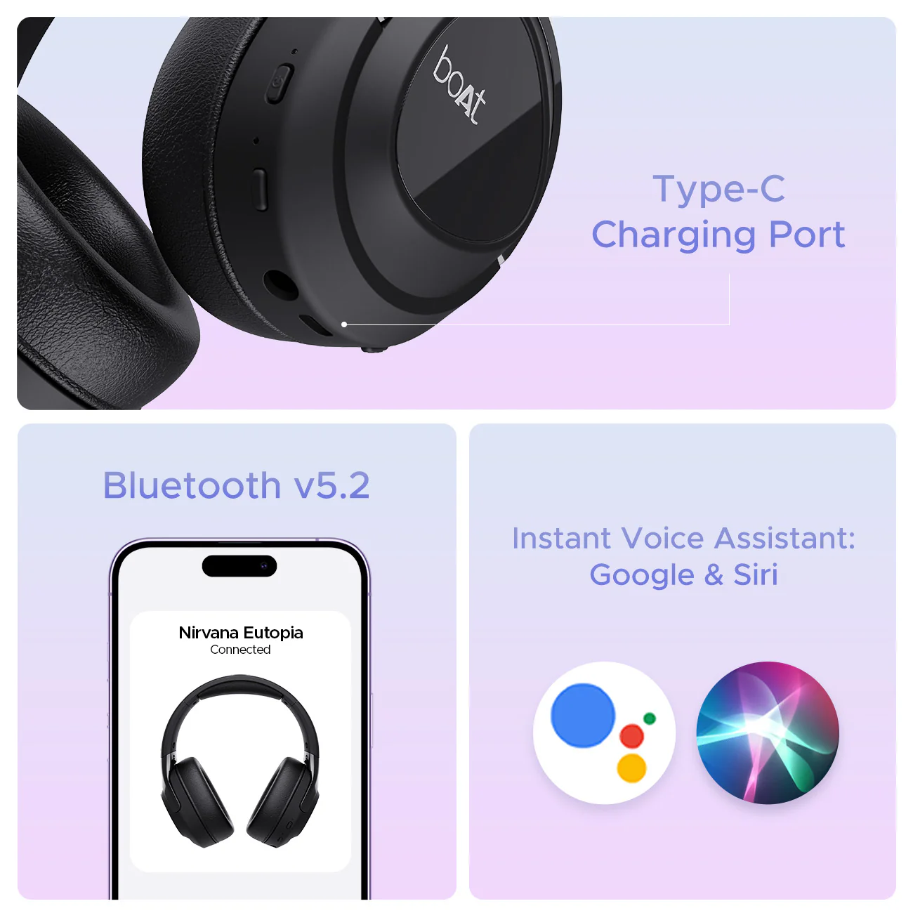 boAt Nirvana Eutopia | Wireless Headphone with 20H Playback, Dual Mics with ENx™ Tech, ASAP™ Charge - Image 9