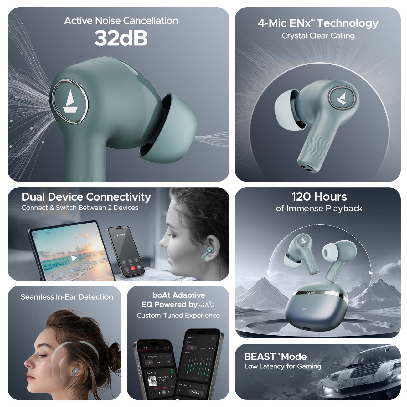 boAt Nirvana Ion ANC | Wireless Earbuds with Active Noise Cancellation, ENx™ Technology, 120 Hours Playback, BEAST™ Mode - Image 28