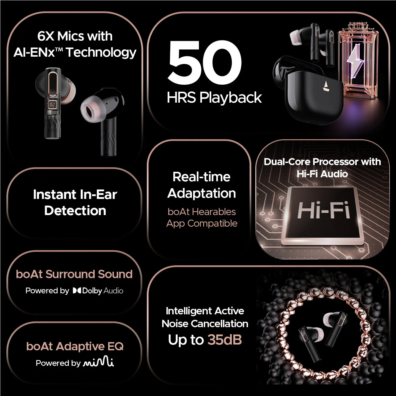 boAt Nirvana Nebula | Wireless Earbuds with ANC up to 35dB, Dolby Audio, boAt Signature Sound, BEAST™ Mode - Image 17