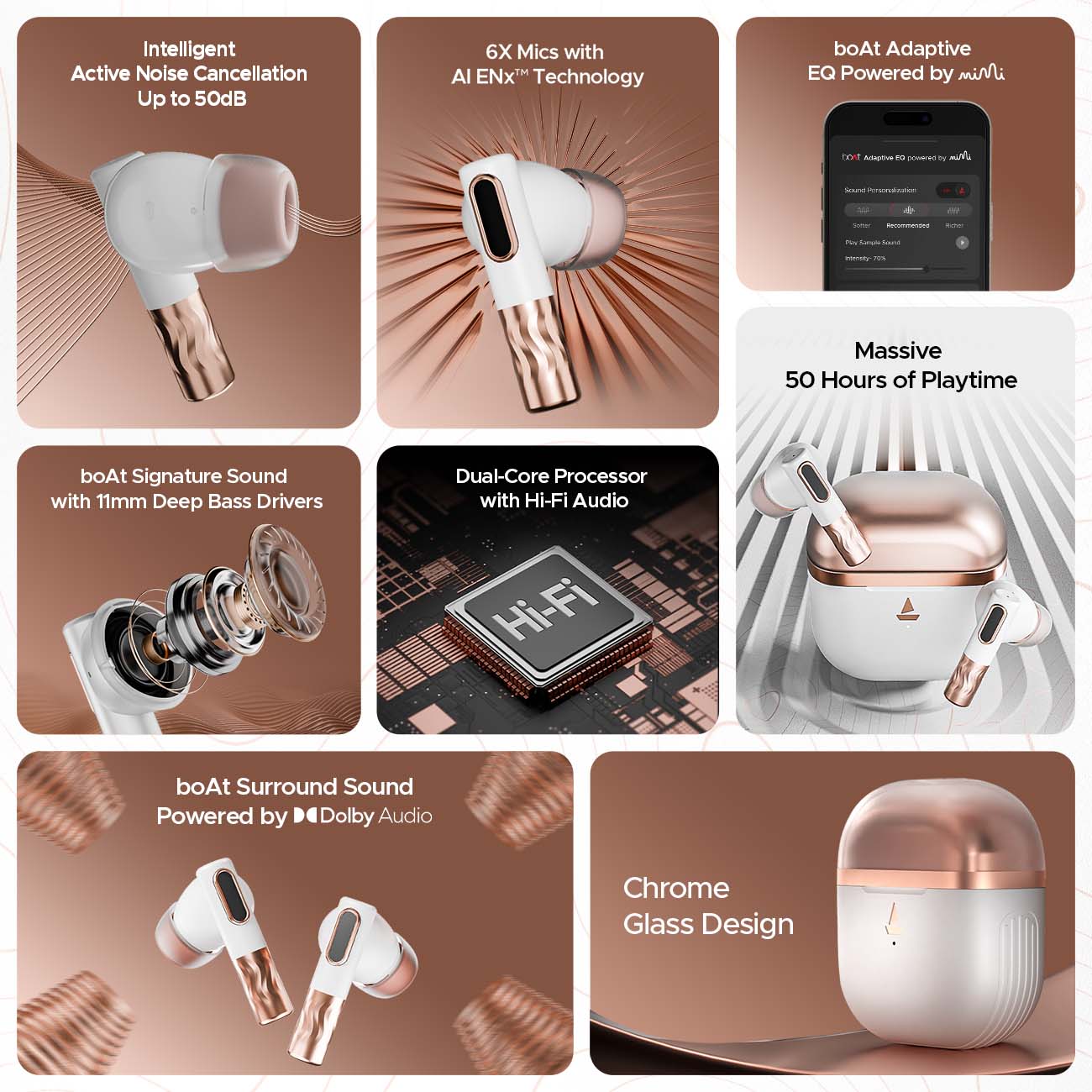 boAt Nirvana Zenith | Wireless Earbuds with ANC up to 50dB, 6x Mics with AI ENx™ Tech, Bluetooth v5.3, 50 Hours Playback - Image 12