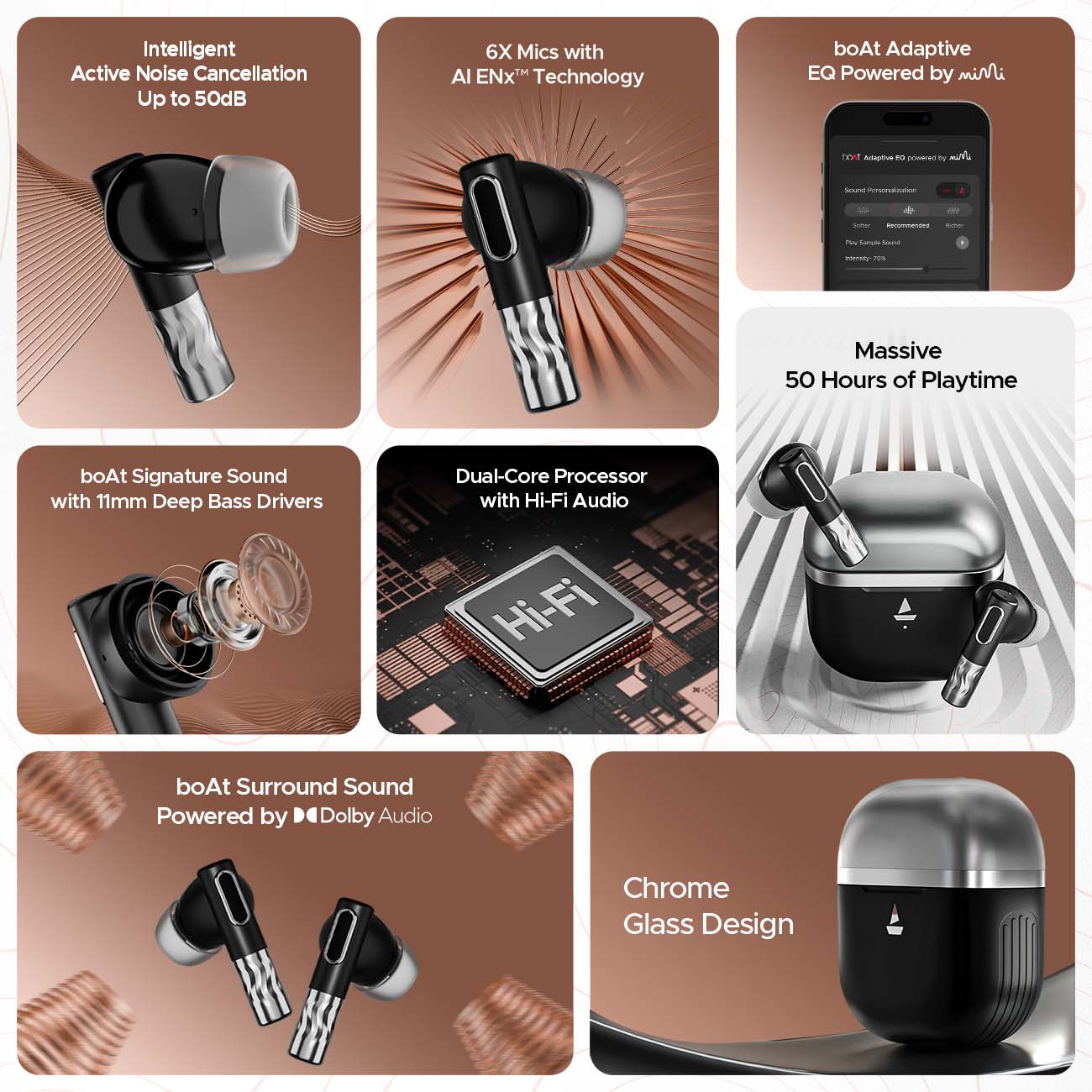 boAt Nirvana Zenith | Wireless Earbuds with ANC up to 50dB, 6x Mics with AI ENx™ Tech, Bluetooth v5.3, 50 Hours Playback - Image 23
