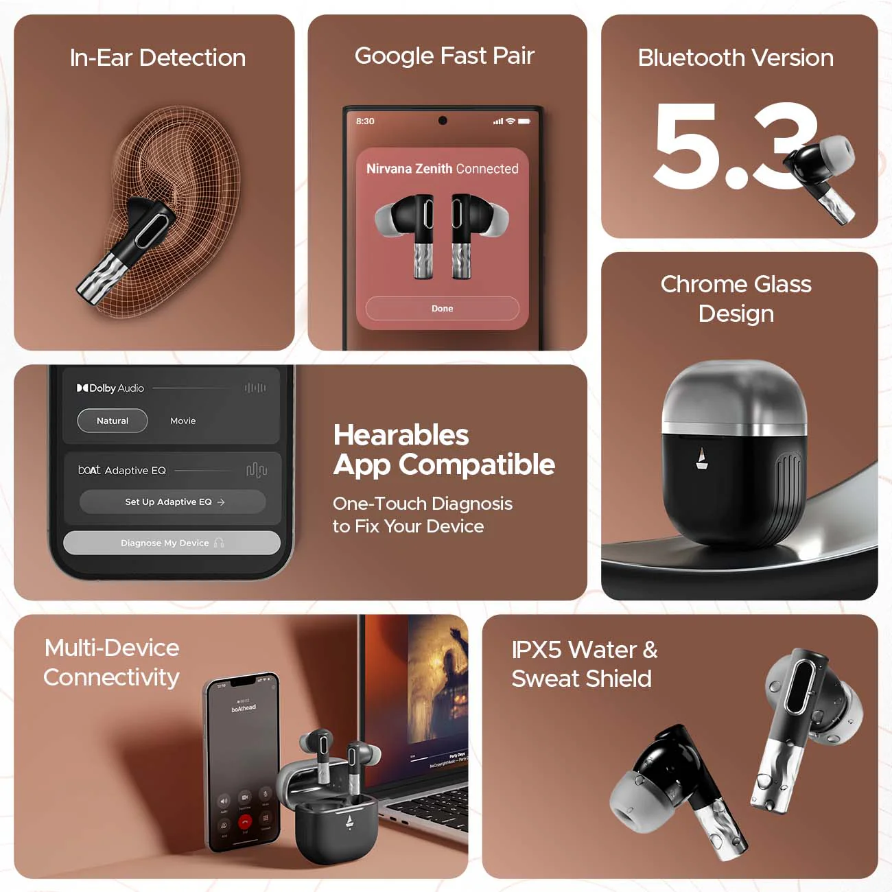 boAt Nirvana Zenith | Wireless Earbuds with ANC up to 50dB, 6x Mics with AI ENx™ Tech, Bluetooth v5.3, 50 Hours Playback - Image 24
