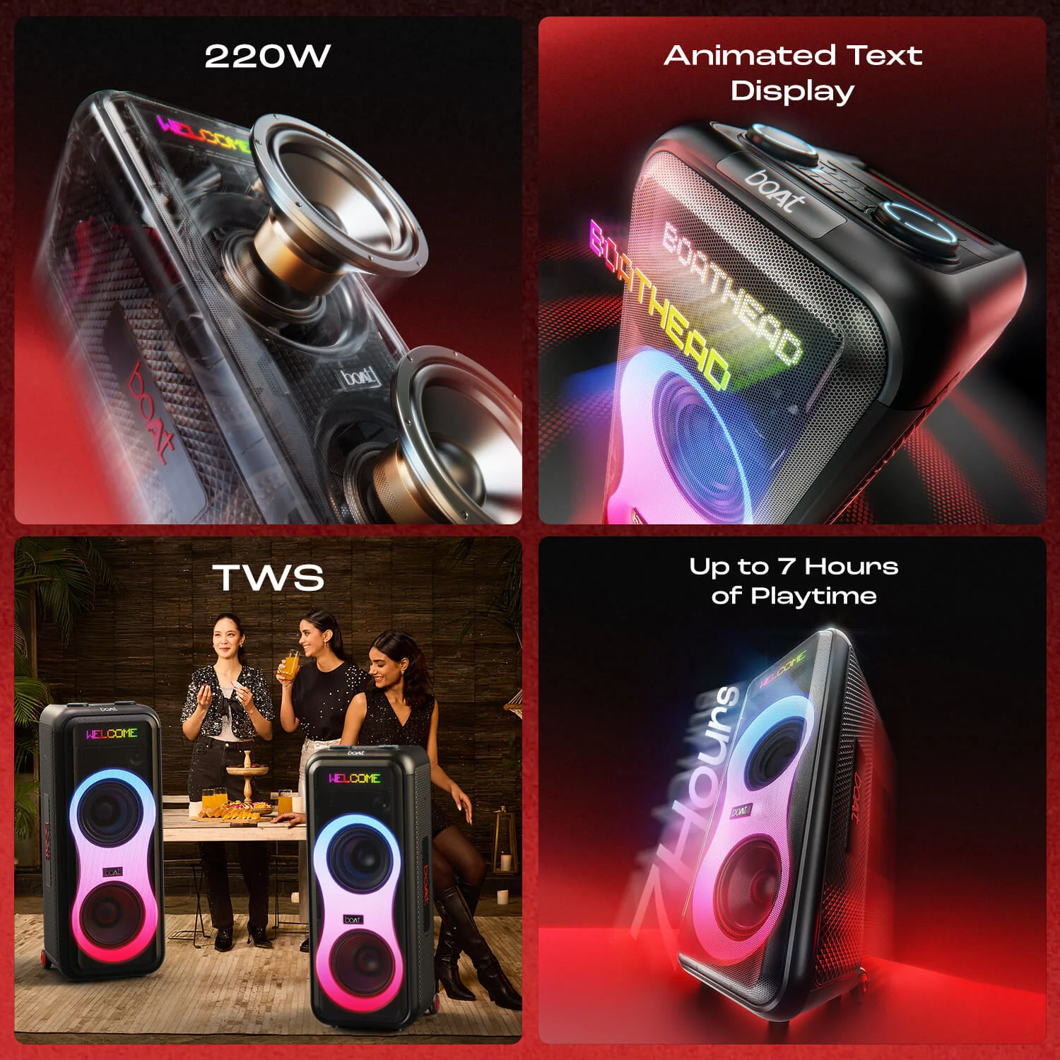 boAt PartyPal 600 | Bluetooth Speaker with 220W boAt Signature Sound, 7 Hours Playtime, TWS Feature, Animated Text Display - Image 6