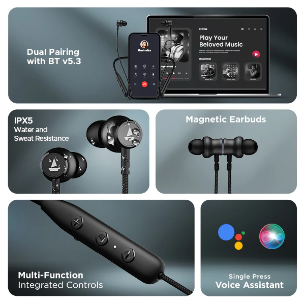 boAt Rockerz 110 | Wireless Earphone with 40H Playback, ASAP™ Charge, Dual Pairing, ENx™ Technology, BEAST™ Mode - Image 8
