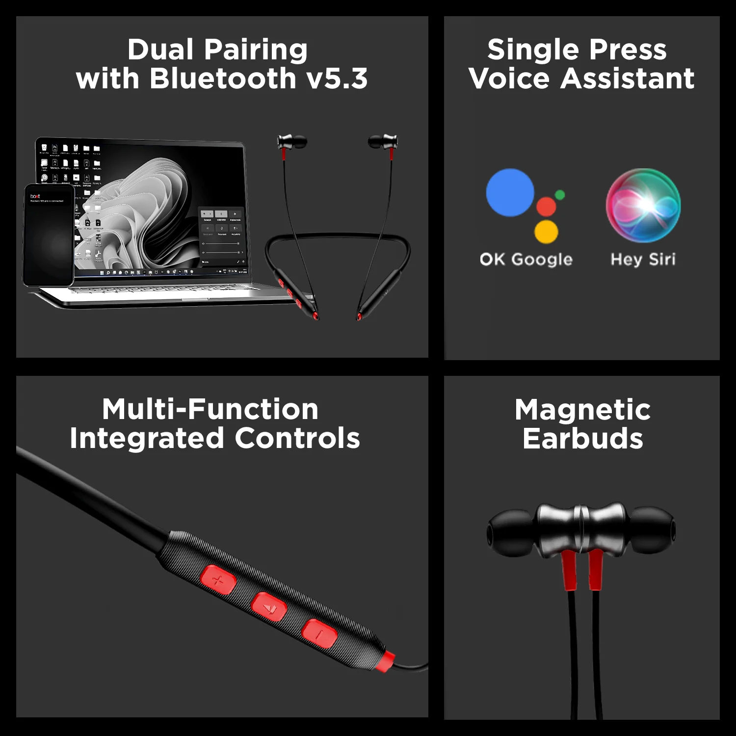 boAt Rockerz 185 Pro | Wireless Neckband with ENx™ Technology, 10mm Drivers, BEAST™ Mode, ASAP™ Charge, Dual Pairing feature - Image 7