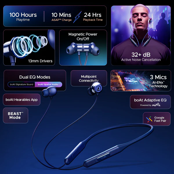 boAt Rockerz 255 ANC | Wireless Earphone with 100H Playback, ASAP™ Charge, BEAST™️ Mode, Active Noise Cancellation - Image 16