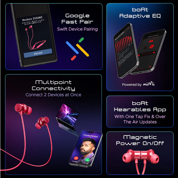 boAt Rockerz 255 ANC | Wireless Earphone with 100H Playback, ASAP™ Charge, BEAST™️ Mode, Active Noise Cancellation - Image 25