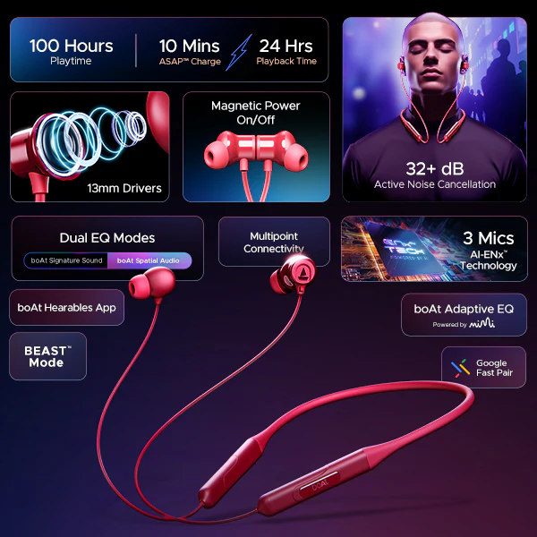 boAt Rockerz 255 ANC | Wireless Earphone with 100H Playback, ASAP™ Charge, BEAST™️ Mode, Active Noise Cancellation - Image 27