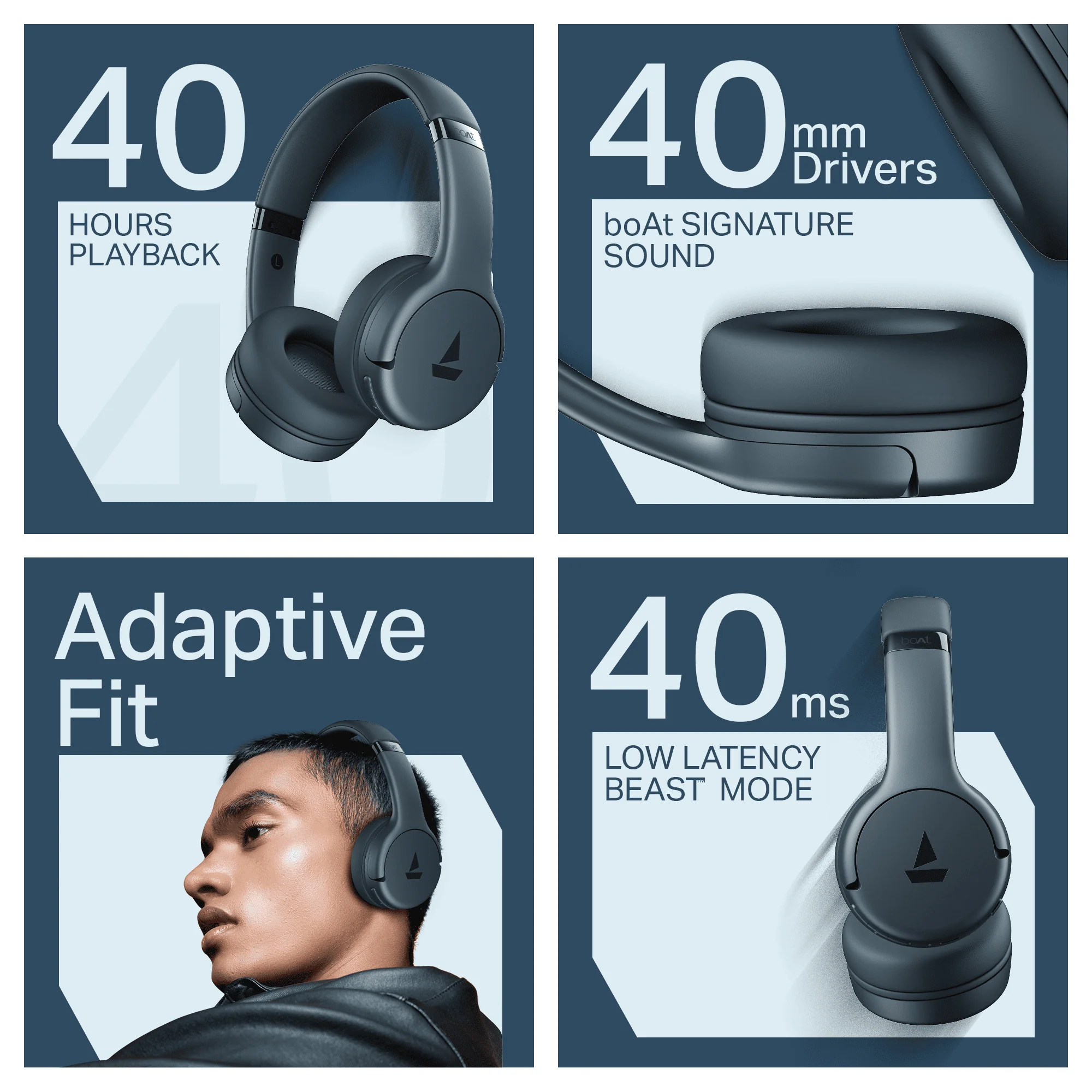 boAt Rockerz 411 | Wireless Headphones with 40mm Drivers, BEAST™ Mode, ENx™ Tech & 40H Playback - Image 14