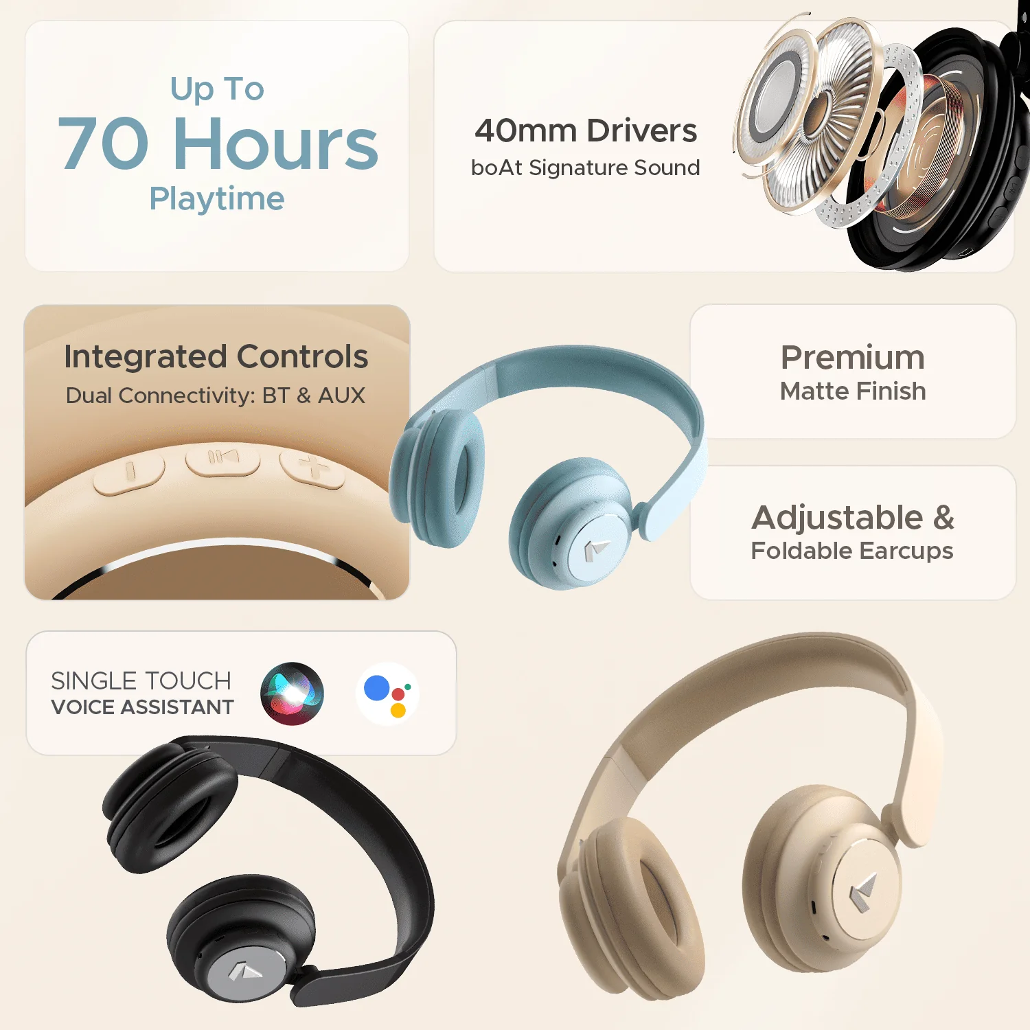 boAt Rockerz 450 Pro | Wireless Headphone with 40mm Massive Drivers, Mountainous Playback Upto 70 Hours, Asap Charge - Image 6