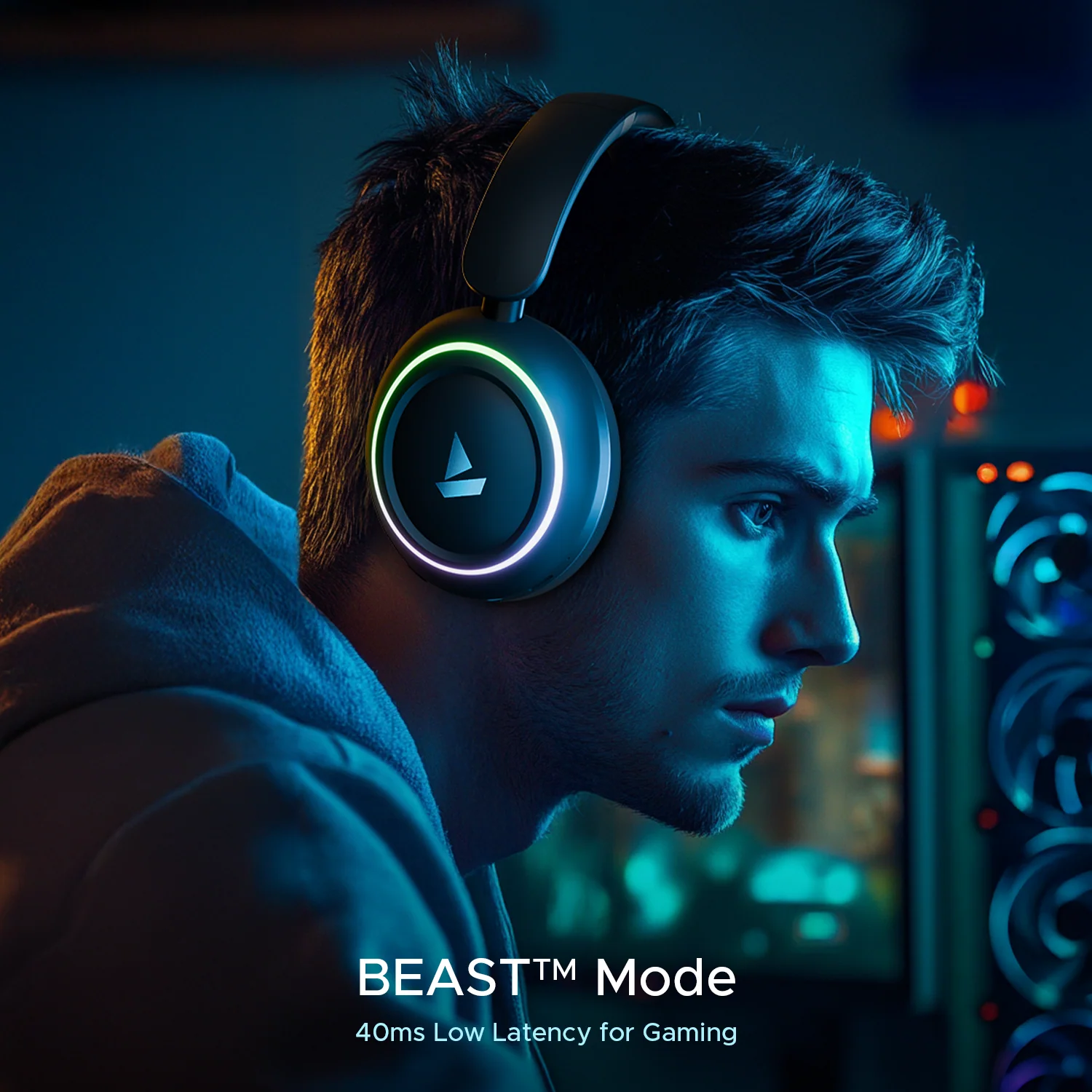 boAt Rockerz 480 | Wireless Headphone with BEAST™ Mode, Blazing RGB Lights with 6 Modes, 40mm Drivers, Bluetooth v5.3 - Image 4