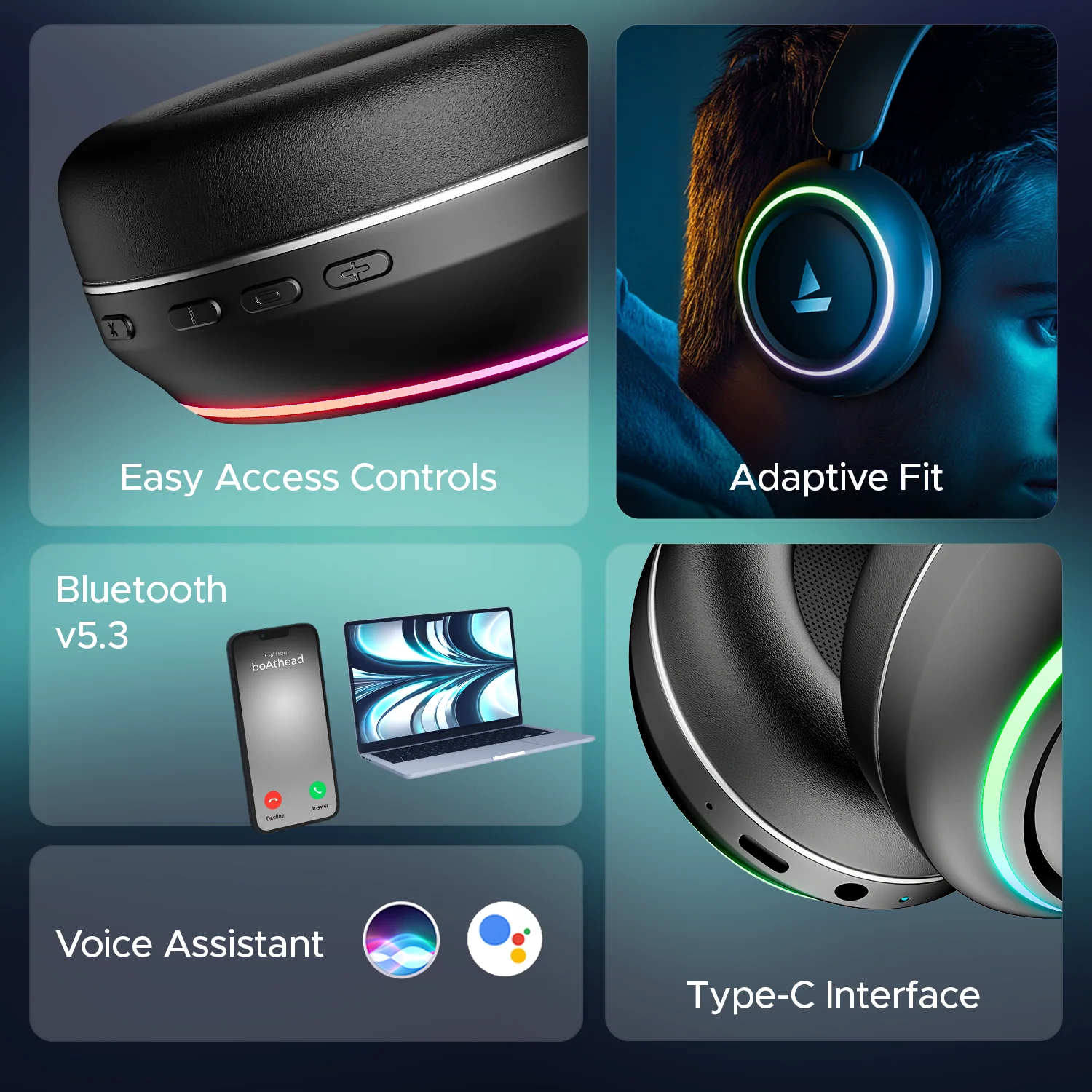 boAt Rockerz 480 | Wireless Headphone with BEAST™ Mode, Blazing RGB Lights with 6 Modes, 40mm Drivers, Bluetooth v5.3 - Image 7