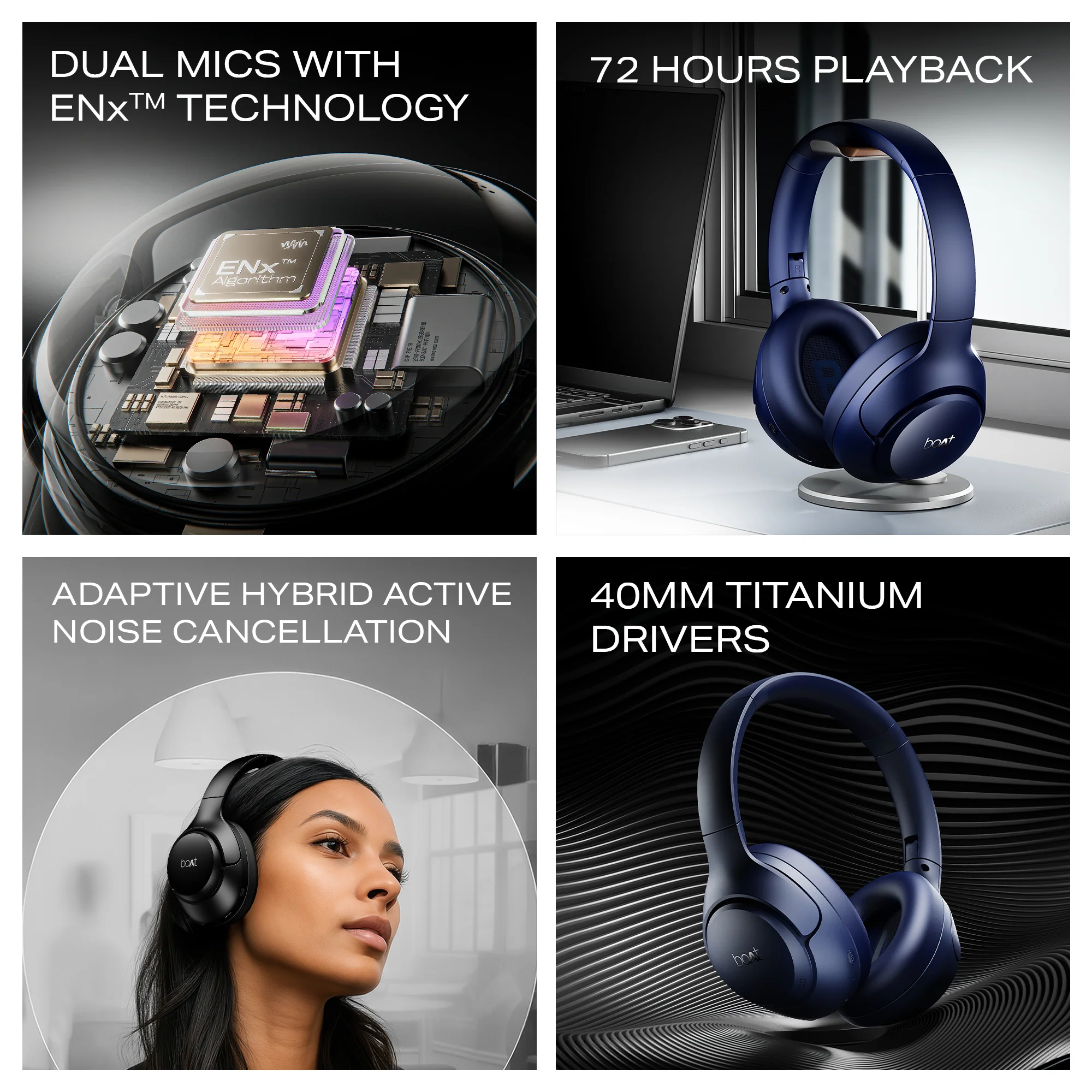 boAt Rockerz 551 ANC Pro | Wireless Headphone with 42dB Hybrid Adaptive ANC, 72 Hours Playtime, Dual Mics with ENx™ Tech - Image 14
