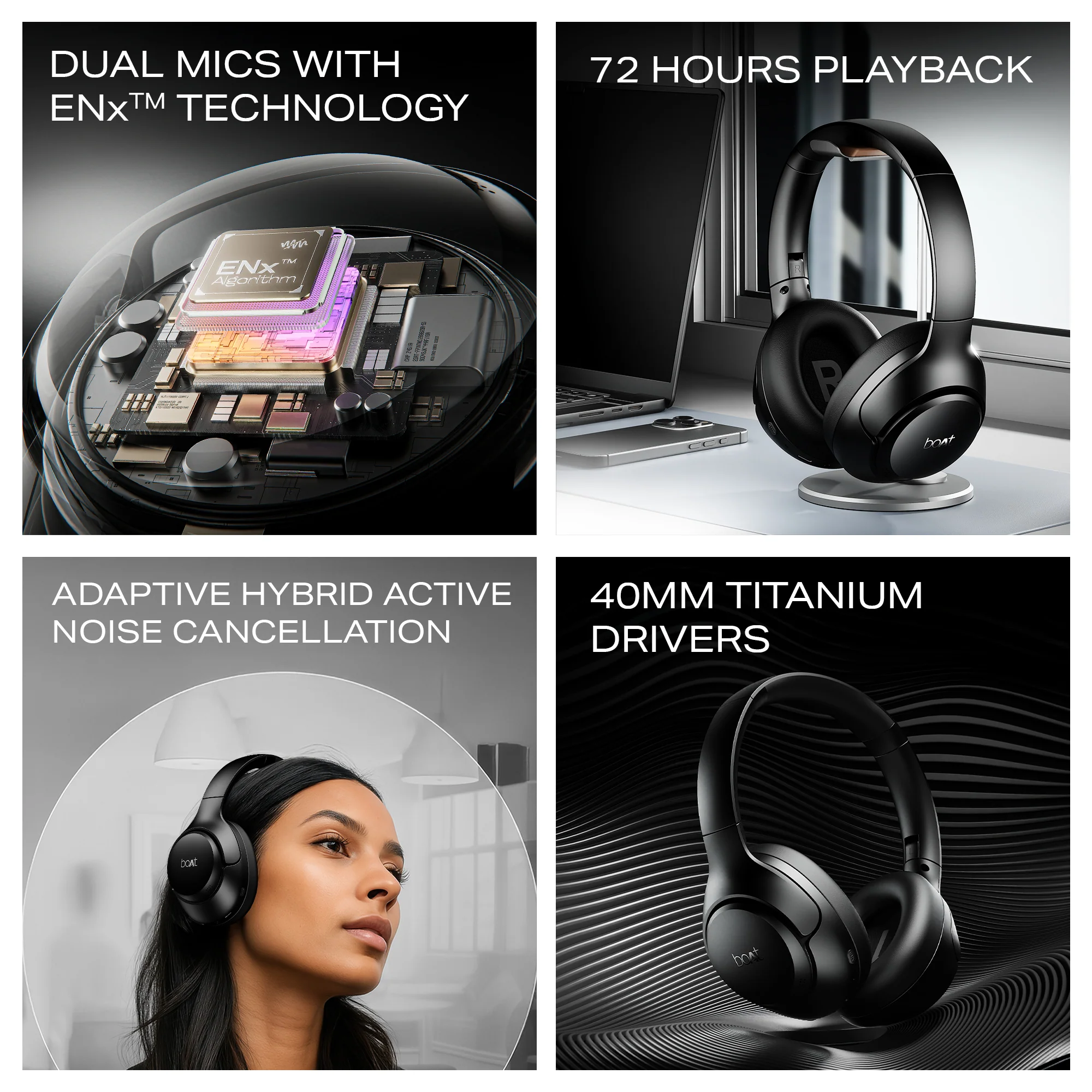 boAt Rockerz 551 ANC Pro | Wireless Headphone with 42dB Hybrid Adaptive ANC, 72 Hours Playtime, Dual Mics with ENx™ Tech - Image 5
