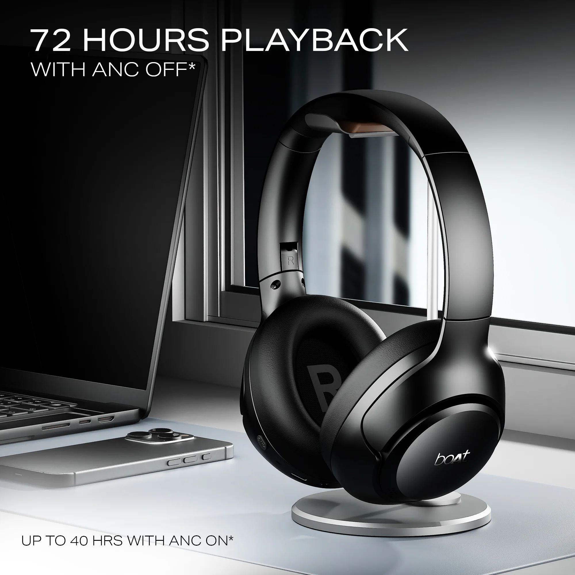 boAt Rockerz 551 ANC Pro | Wireless Headphone with 42dB Hybrid Adaptive ANC, 72 Hours Playtime, Dual Mics with ENx™ Tech - Image 8