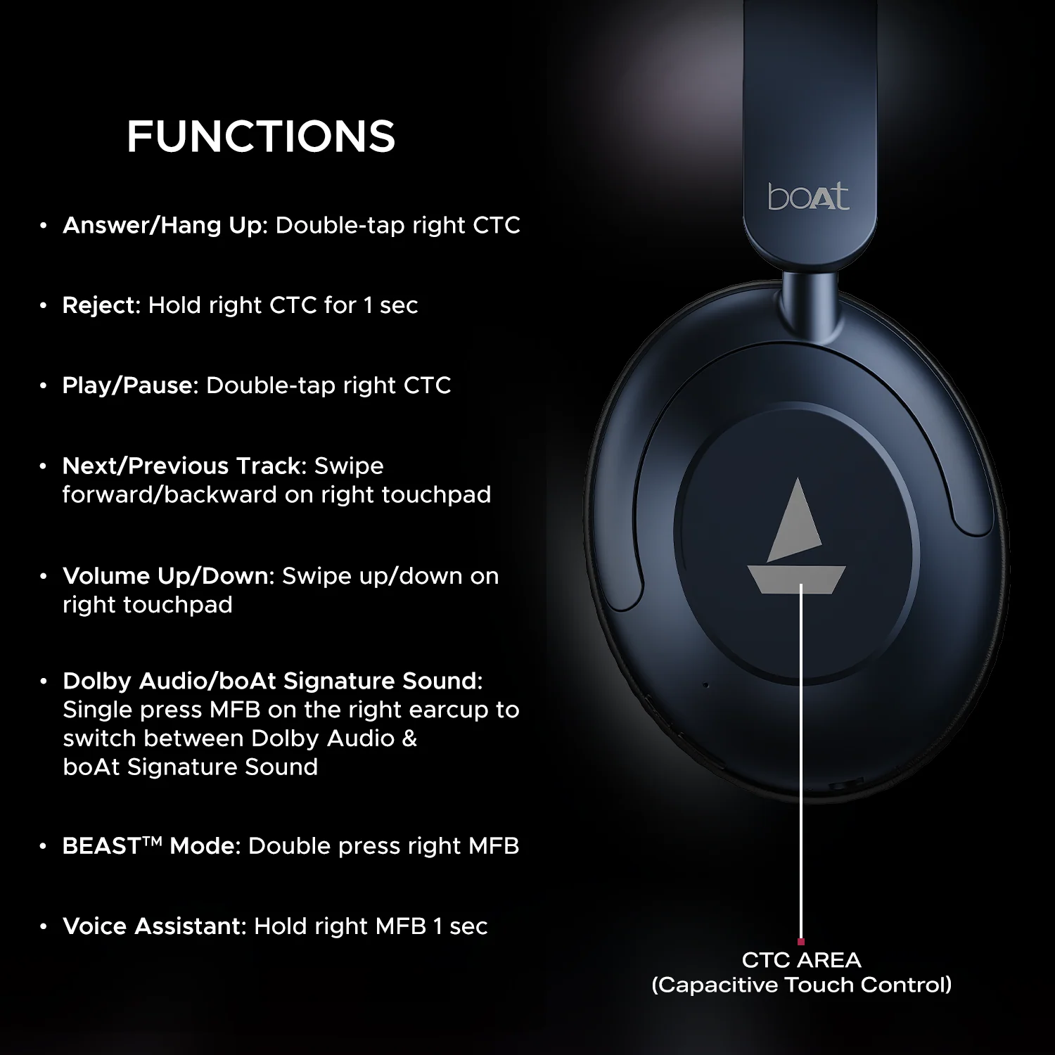 boAt Rockerz 650 Pro | Wireless Headphone with 80 Hours Playback, Dolby Audio, Touch & Swipe Controls - Image 26