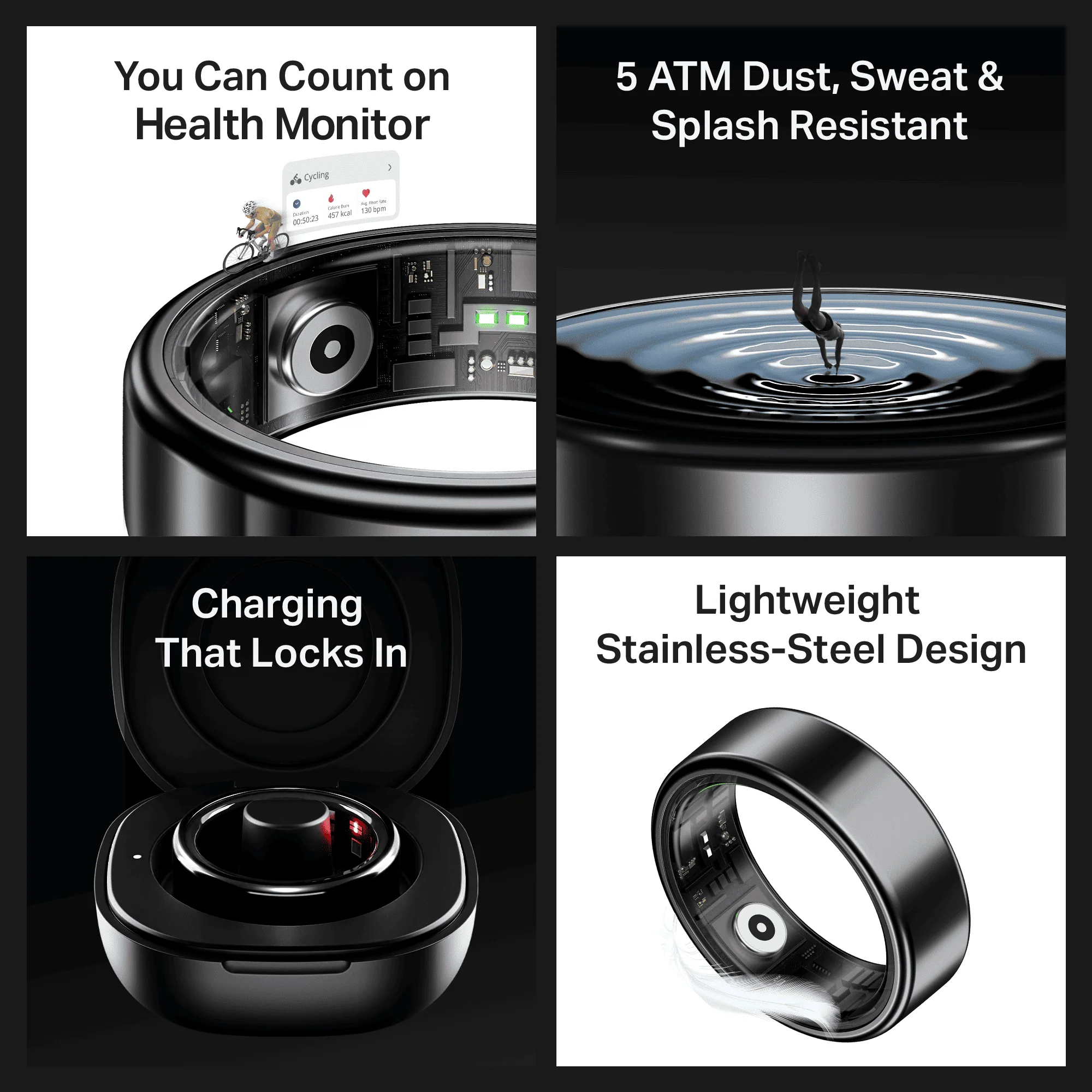 Smart Ring Active Plus | Smart Ring with Health Monitoring, Wireless Charging, Stainless Steel Build - Image 10