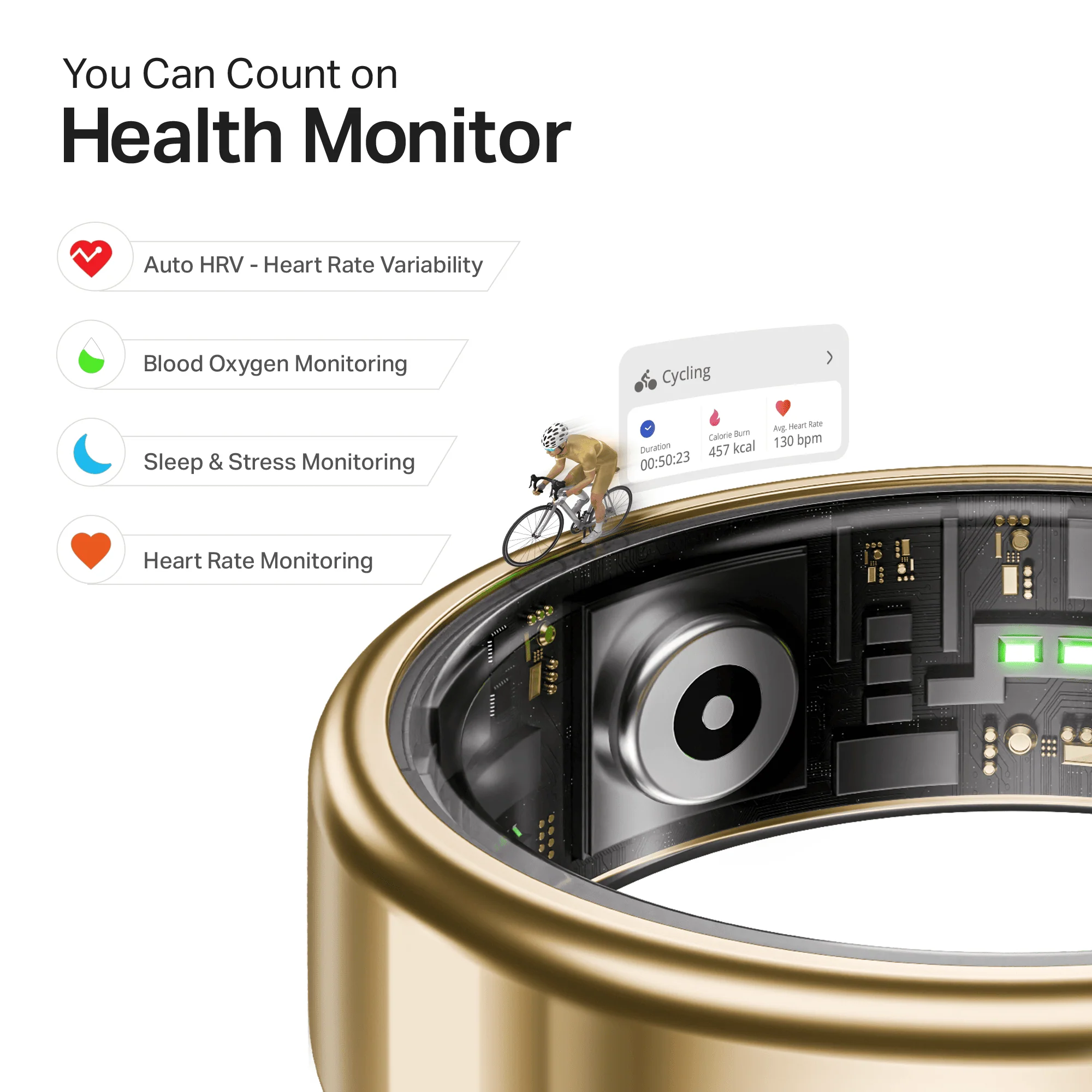 Smart Ring Active Plus | Smart Ring with Health Monitoring, Wireless Charging, Stainless Steel Build - Image 12