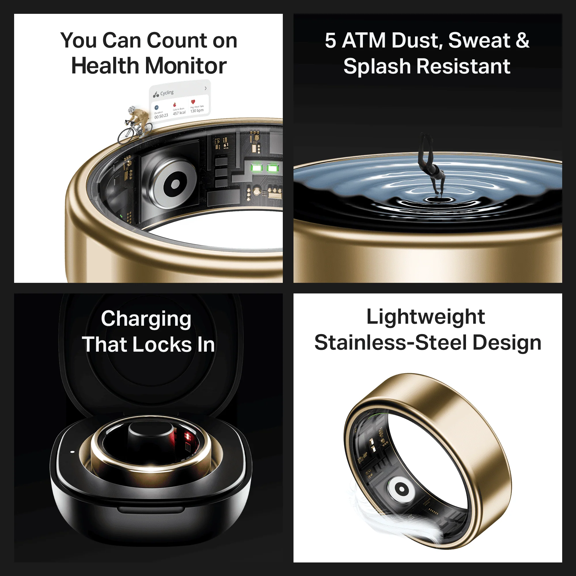 Smart Ring Active Plus | Smart Ring with Health Monitoring, Wireless Charging, Stainless Steel Build - Image 18