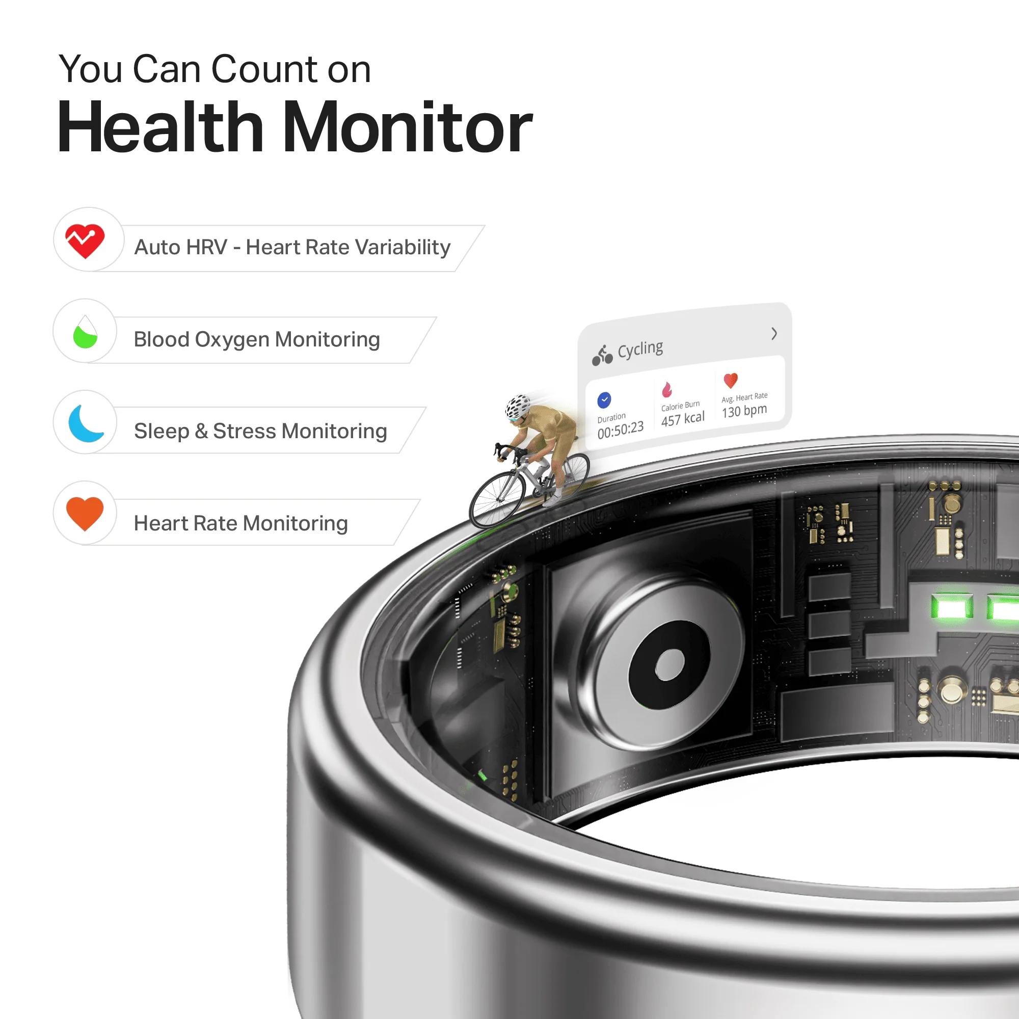 Smart Ring Active Plus | Smart Ring with Health Monitoring, Wireless Charging, Stainless Steel Build - Image 20
