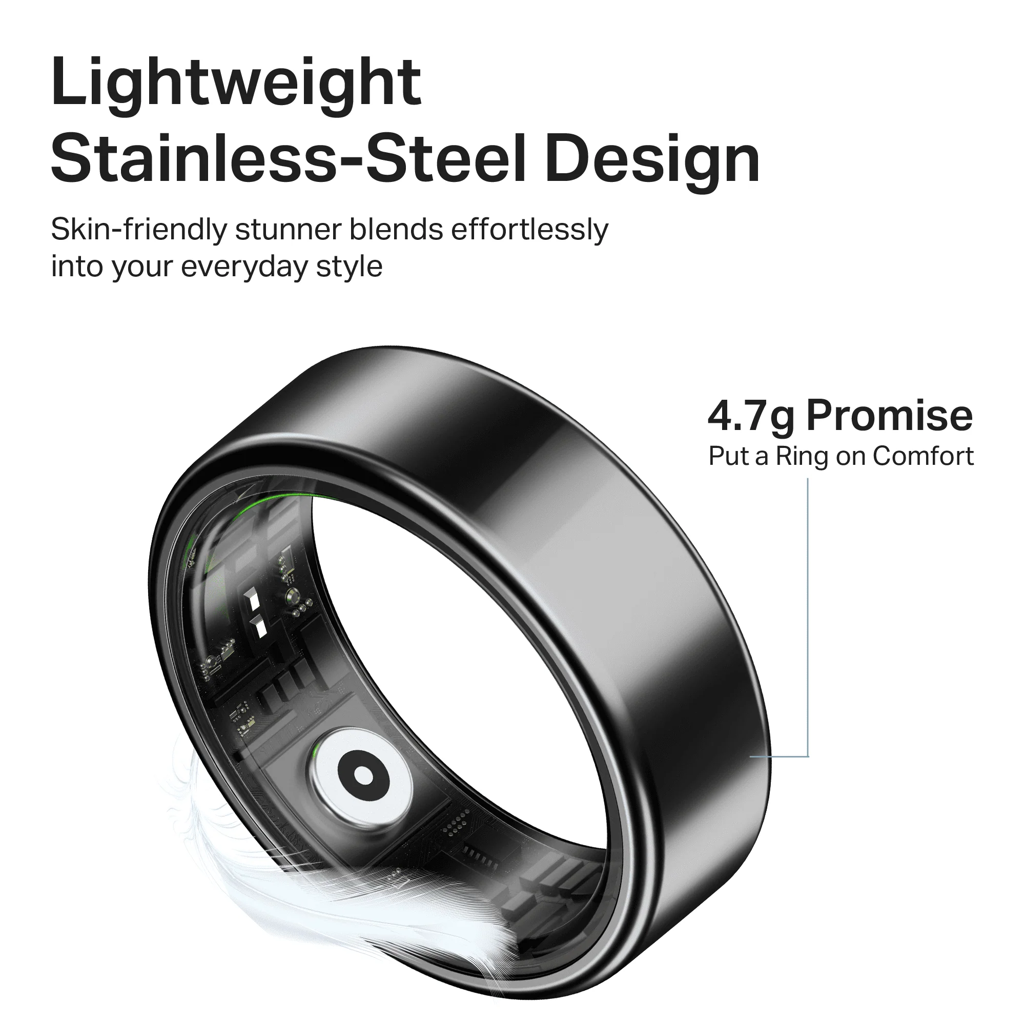 Smart Ring Active Plus | Smart Ring with Health Monitoring, Wireless Charging, Stainless Steel Build - Image 5