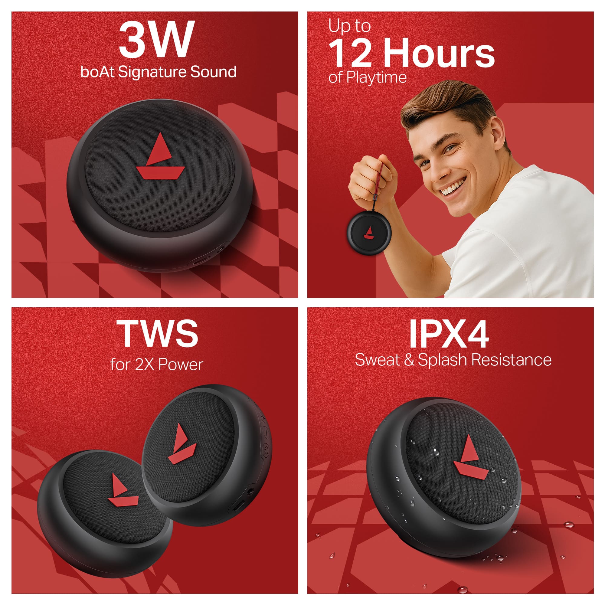 boAt Stone 108 | Portable Bluetooth Speaker with 3W Sound, 12H Playback, TWS feature & IPX4 Resistance - Image 14