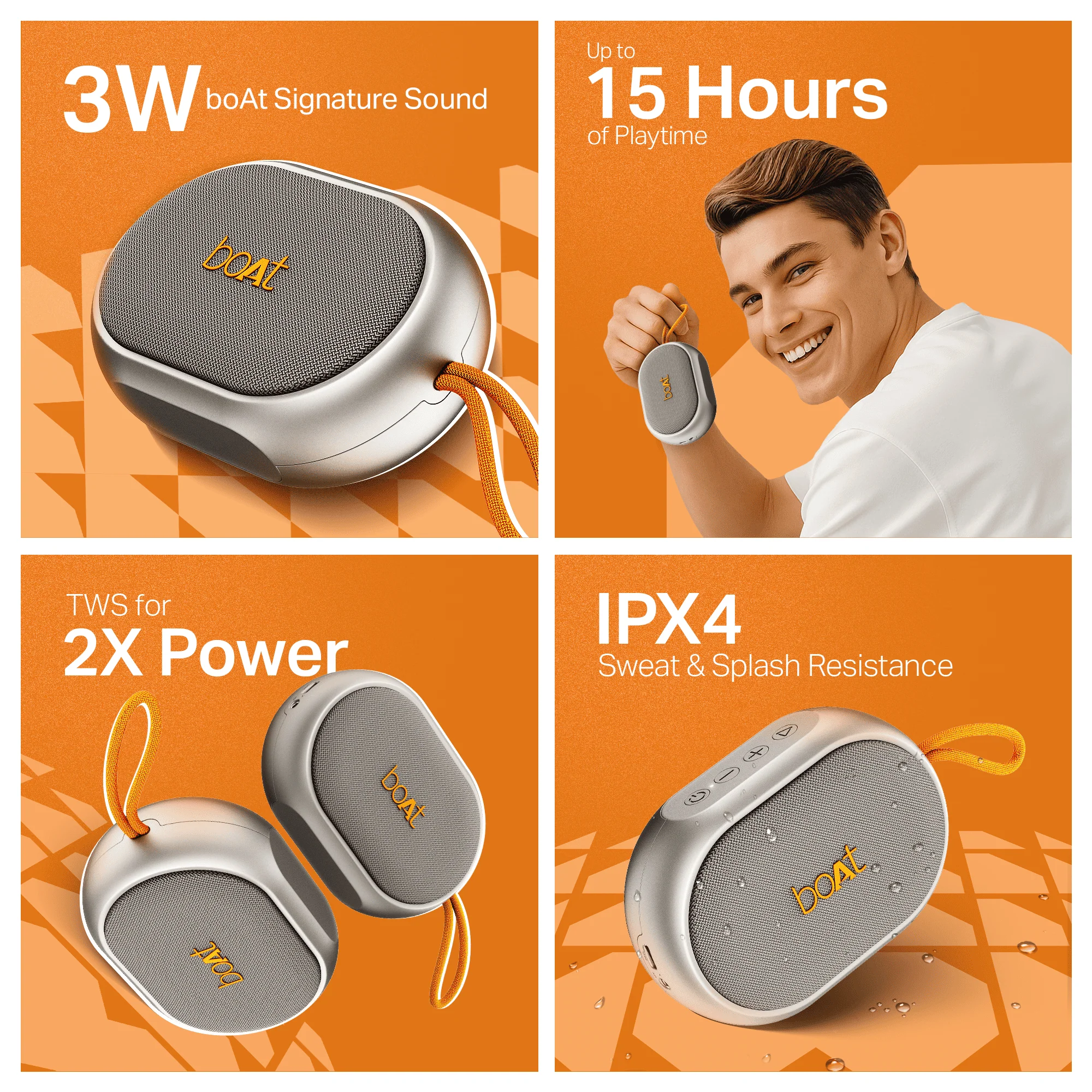 boAt Stone 110 | Portable Bluetooth Speaker with 3W Sound, 15H Playback, TWS feature & IPX4 Resistance - Image 14