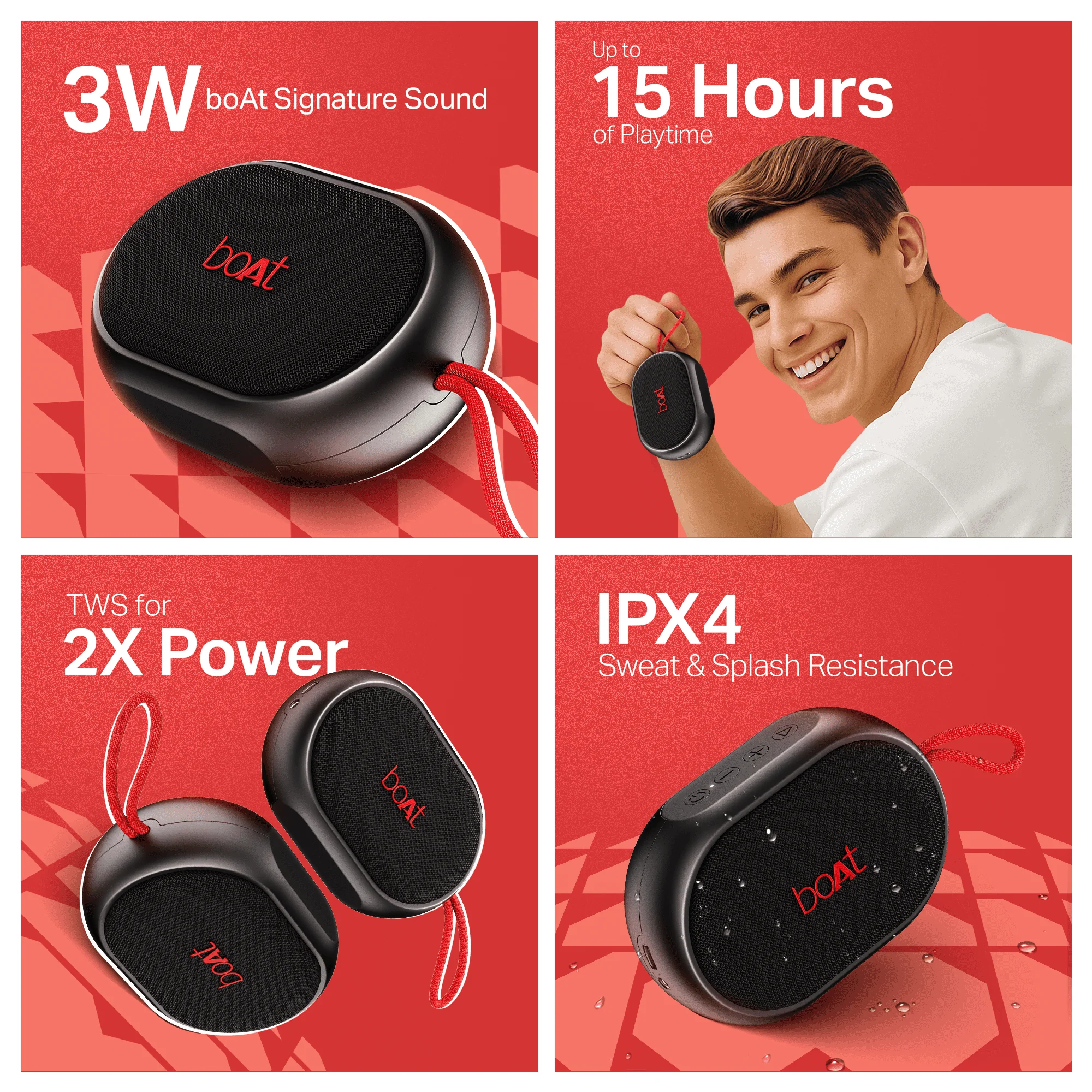 boAt Stone 110 | Portable Bluetooth Speaker with 3W Sound, 15H Playback, TWS feature & IPX4 Resistance - Image 8