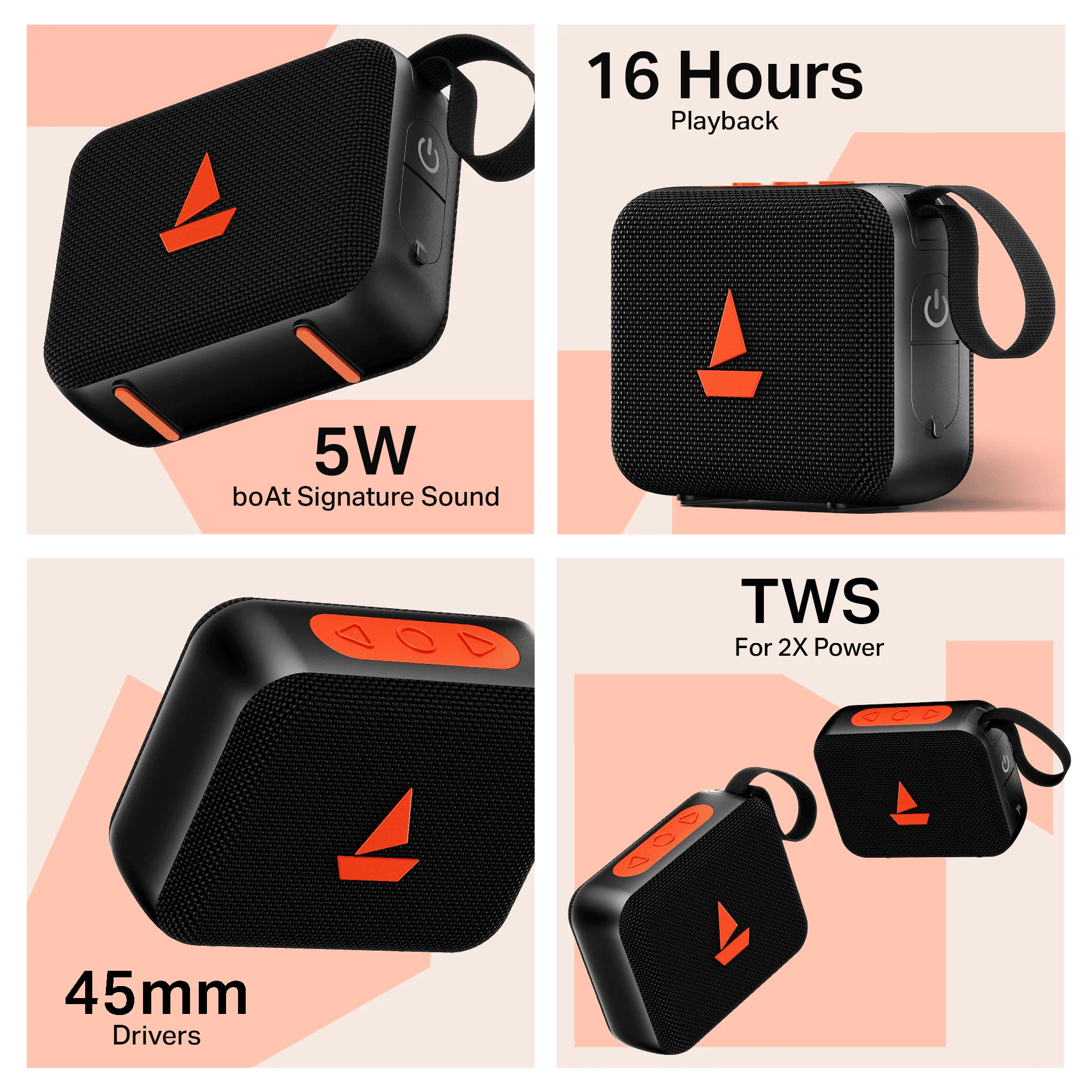boAt Stone 310 | Portable Bluetooth Speaker with 5W Sound, TWS, 16H Playback & IPX5 - Image 8