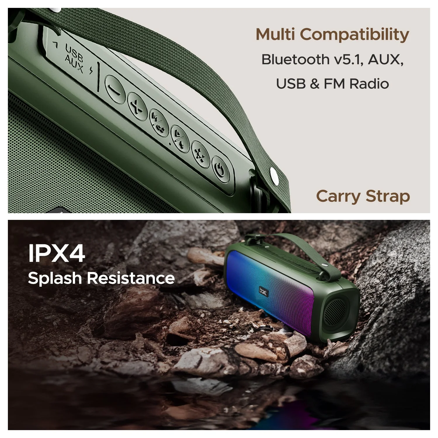 boAt Stone 580 | Portable Bluetooth Speaker with 12W RMS Stereo Sound, Bluetooth v5.1, AUX, and USB - Image 5