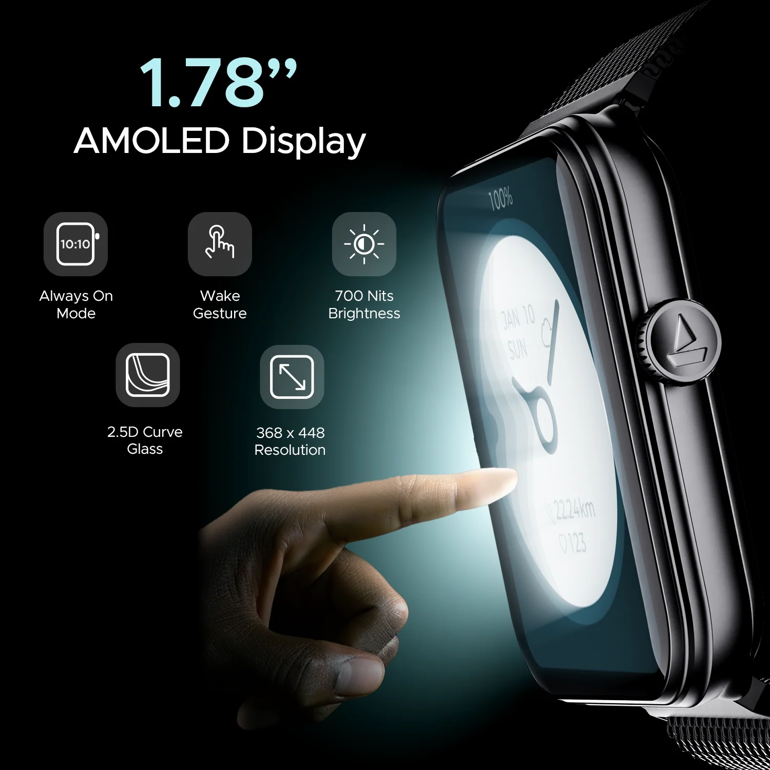 boAt Storm Plus | Smartwatch with 1.78" (4.52cm) AMOLED Display, BT Calling, 100+ Sports Modes, SpO2 monitoring - Image 14