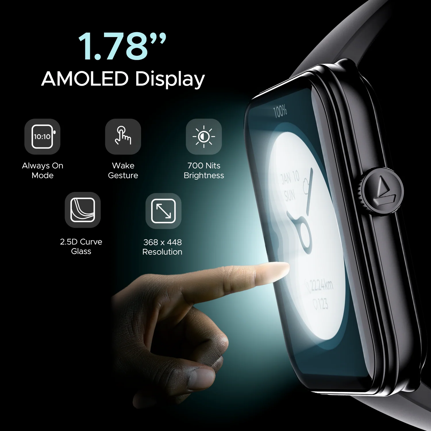 boAt Storm Plus | Smartwatch with 1.78" (4.52cm) AMOLED Display, BT Calling, 100+ Sports Modes, SpO2 monitoring - Image 19